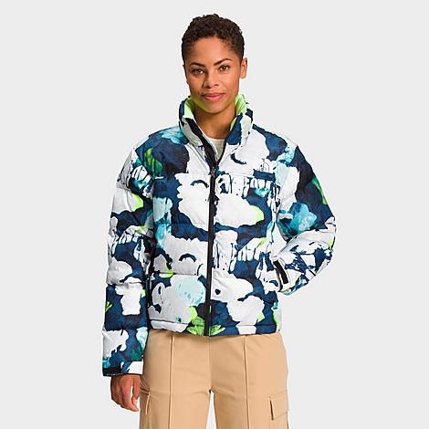 The North Face Inc Women's 1996 Retro Nuptse Jacket In Summit Navy Abstract Floral Print