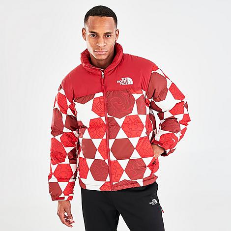 The North Face 1996 Printed Retro Nuptse Jacket In Fiery Red Ic 