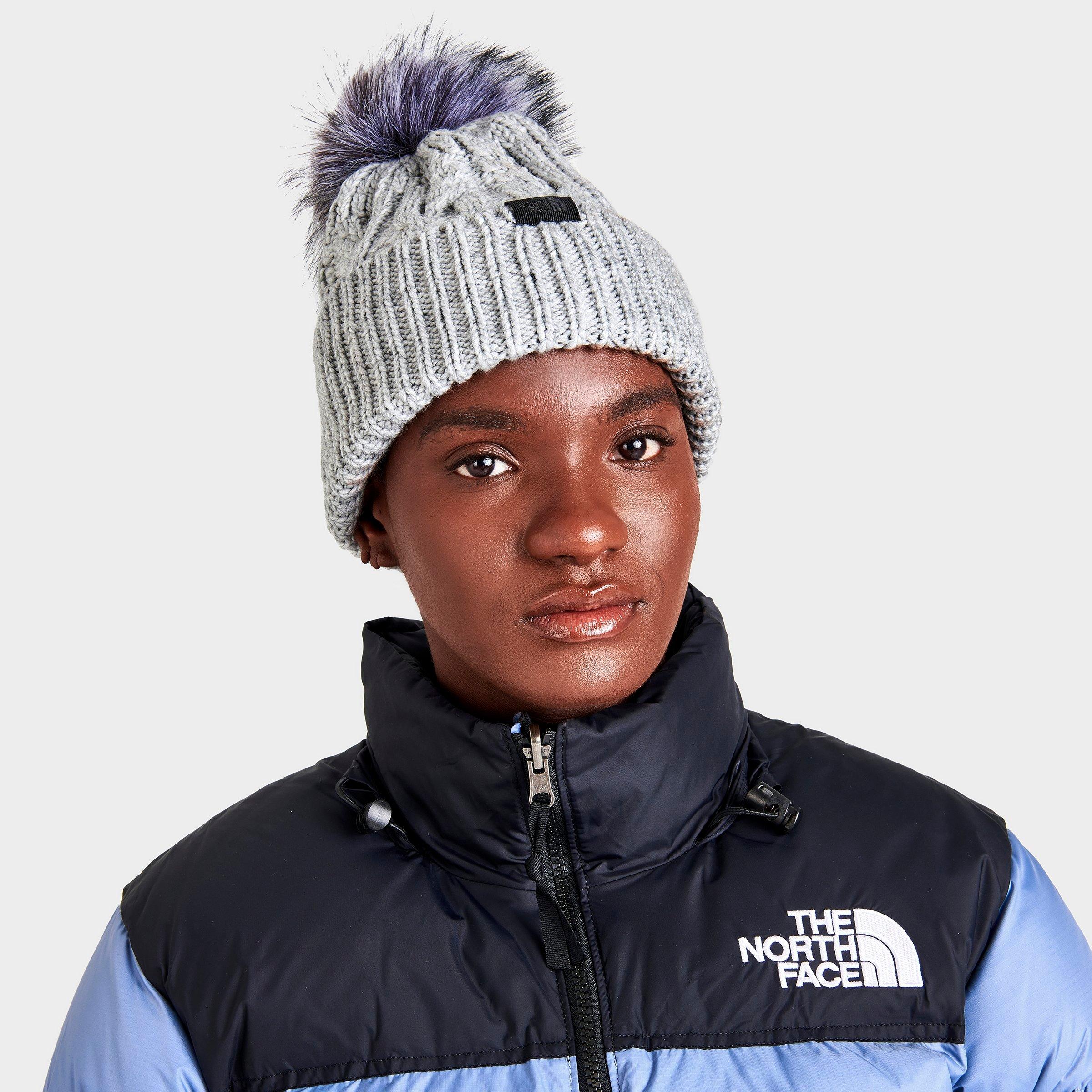 The North Face Inc Women's Oh Mega Fur Pom Beanie Hat In Grey