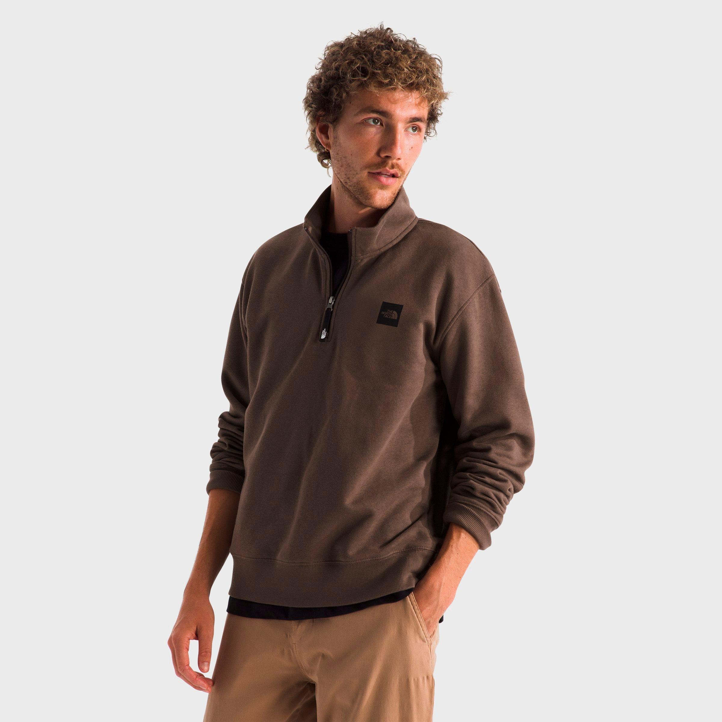 Not Set Men's Box Half Dome Quarter-Zip Sweatshirt in Brown/Brown Size Medium Polyester