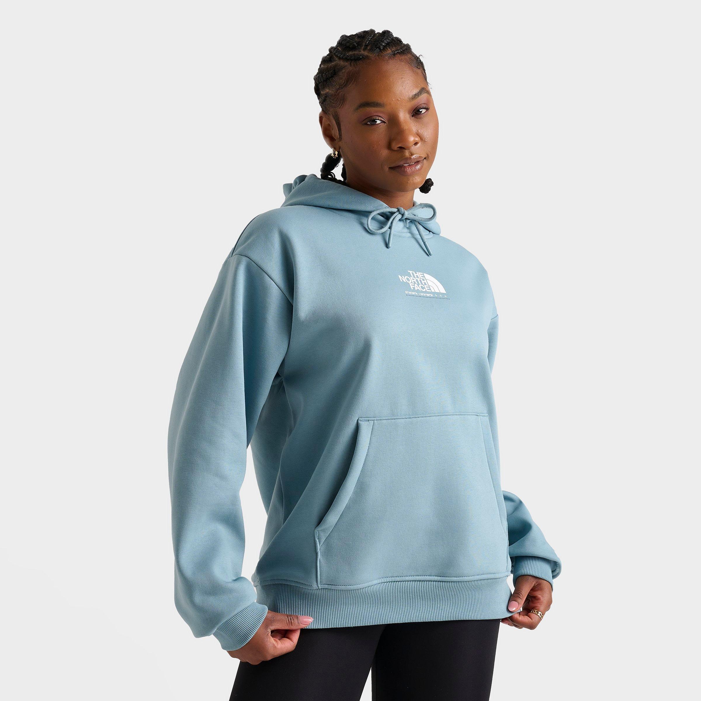 The North Face Inc Women's Tech Graphic Pullover Hoodie in Blue/Shallow Blue Size Large 100% Cotton