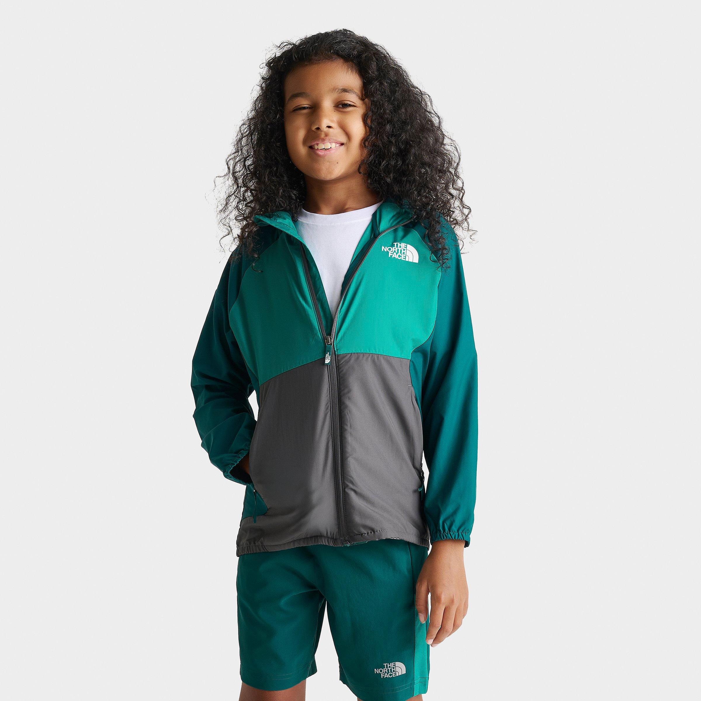 The North Face Big Kids Windbreaker Full-Zip Jacket in Restorative Teal/Grey Size: Large