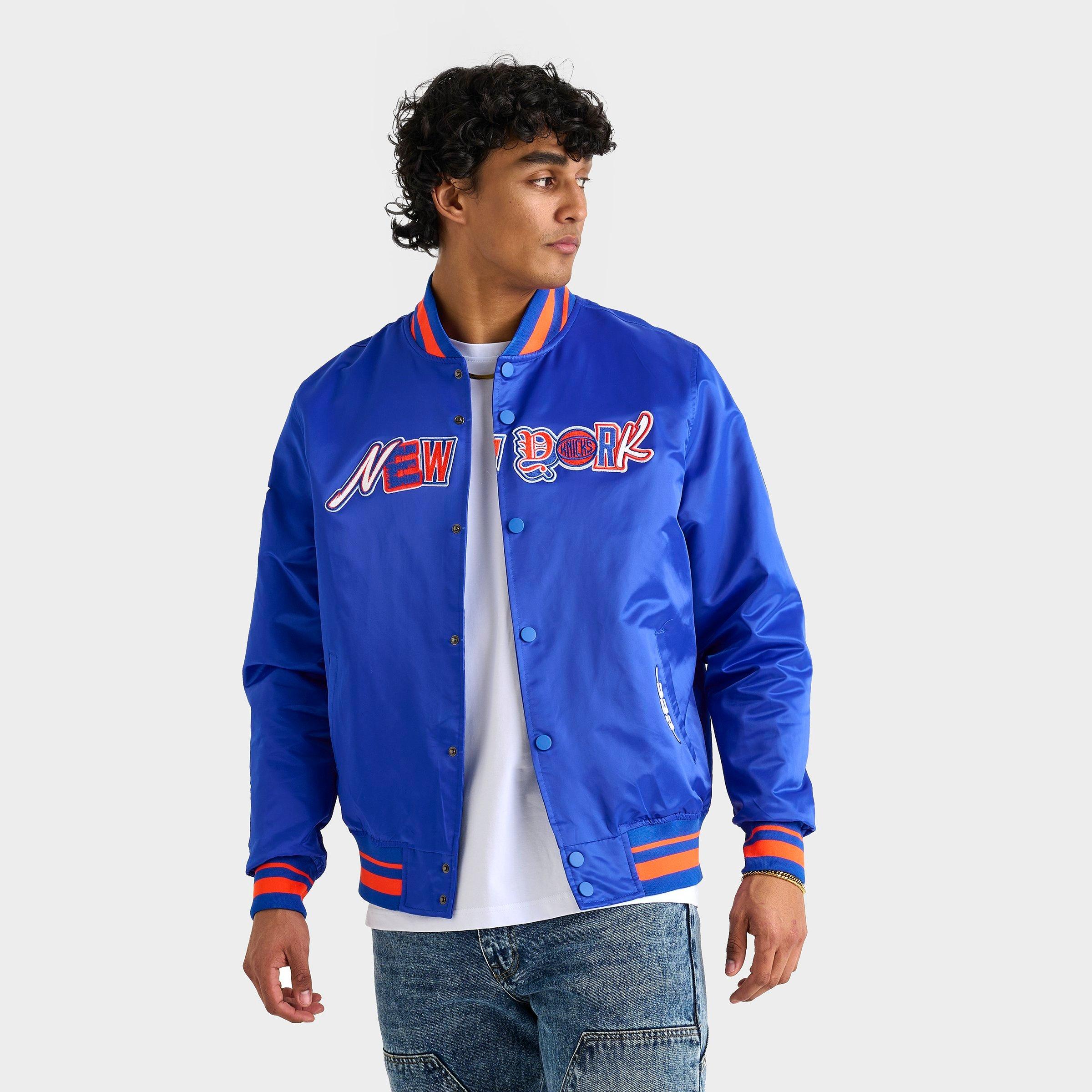 Pro Standard Men's New York Knicks NBA City Ransom Satin Jacket in Royal Blue Size: Small