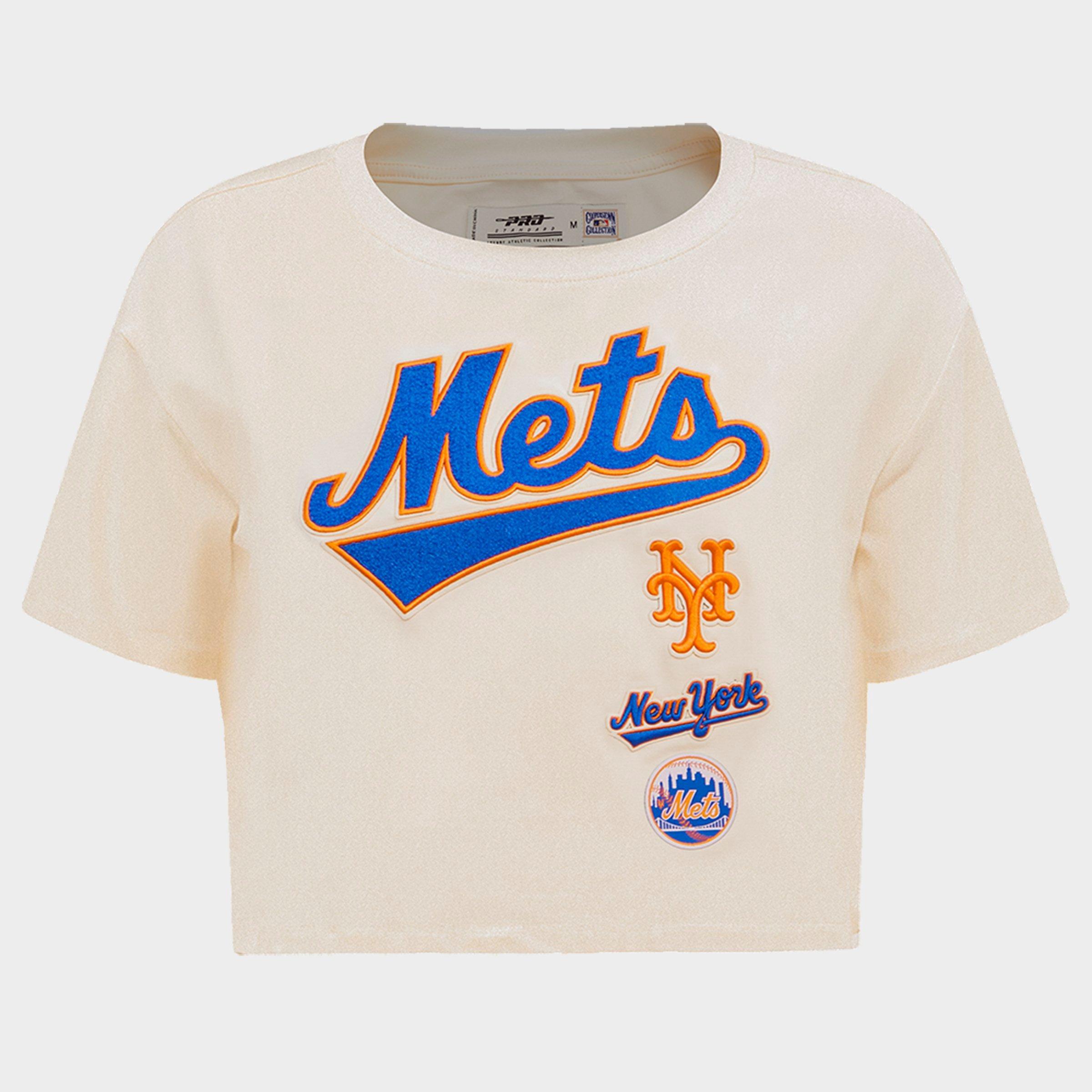 Pro Standard Women's New York Mets MLB Retro Classic Boxy T-Shirt in Eggshell Size: XS