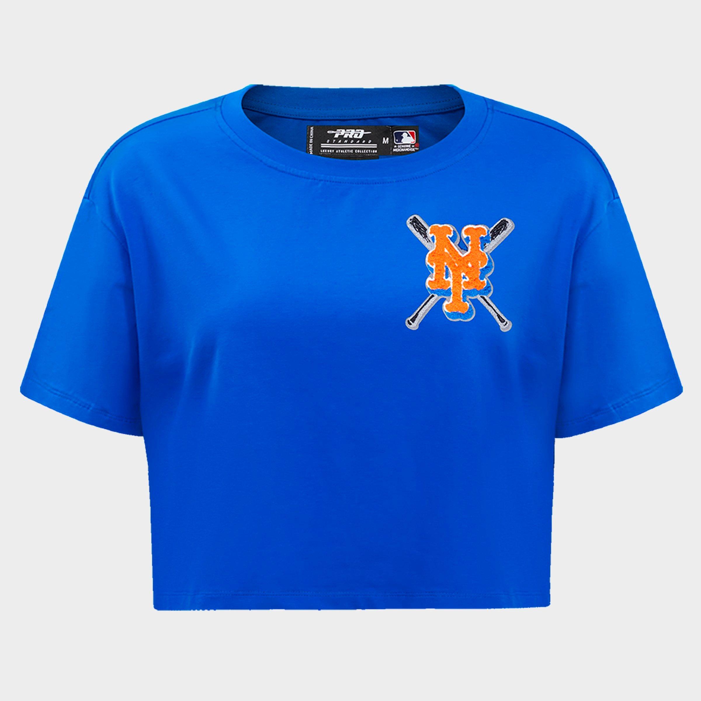 Pro Standard Women's New York Mets MLB Mashup Boxy T-Shirt in Royal Blue Size: XS