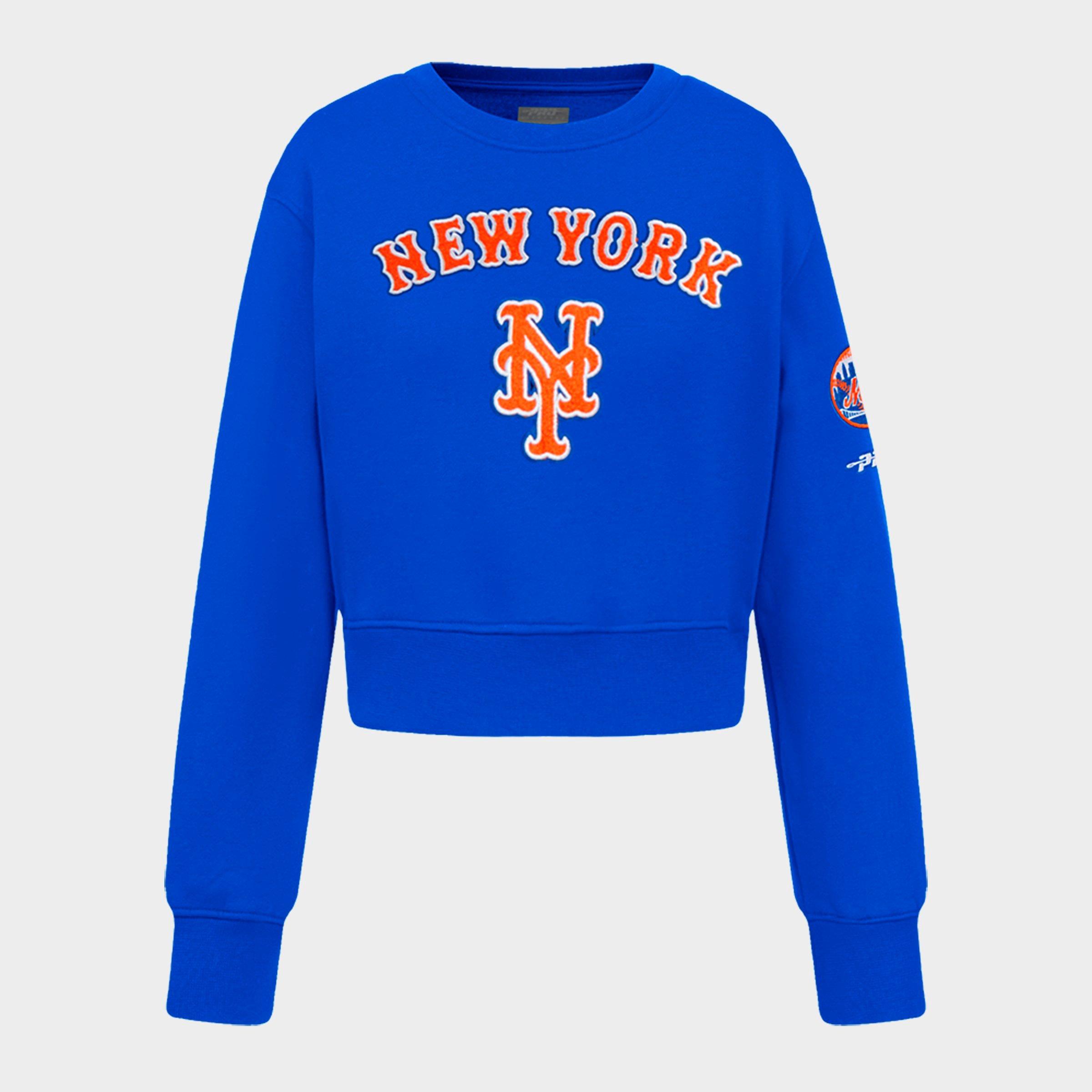 Pro Standard Girls' Big Kids New York Mets MLB Classic Fleece Crewneck Sweatshirt in Royal Blue Size: Small