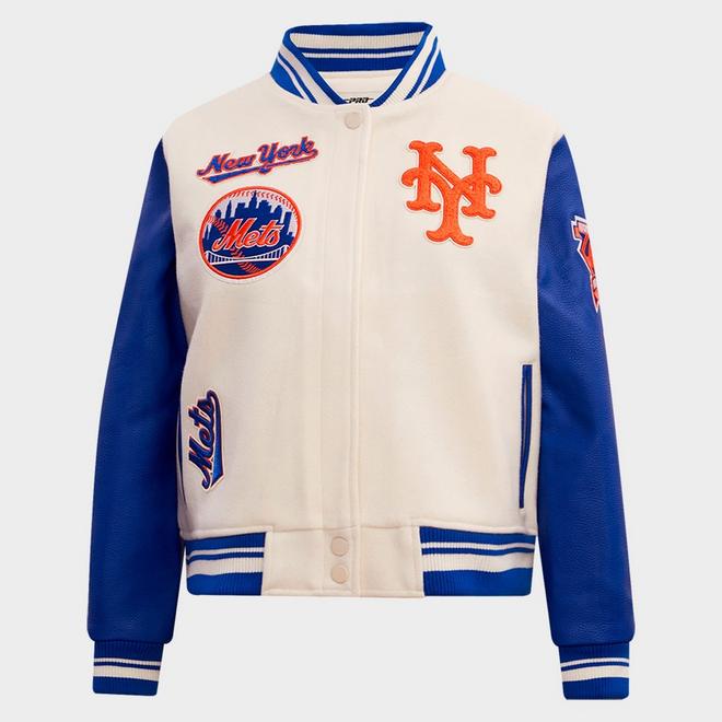 Women's Pro Standard New York Mets MLB Mash Up Rib Wool Varsity Jacket