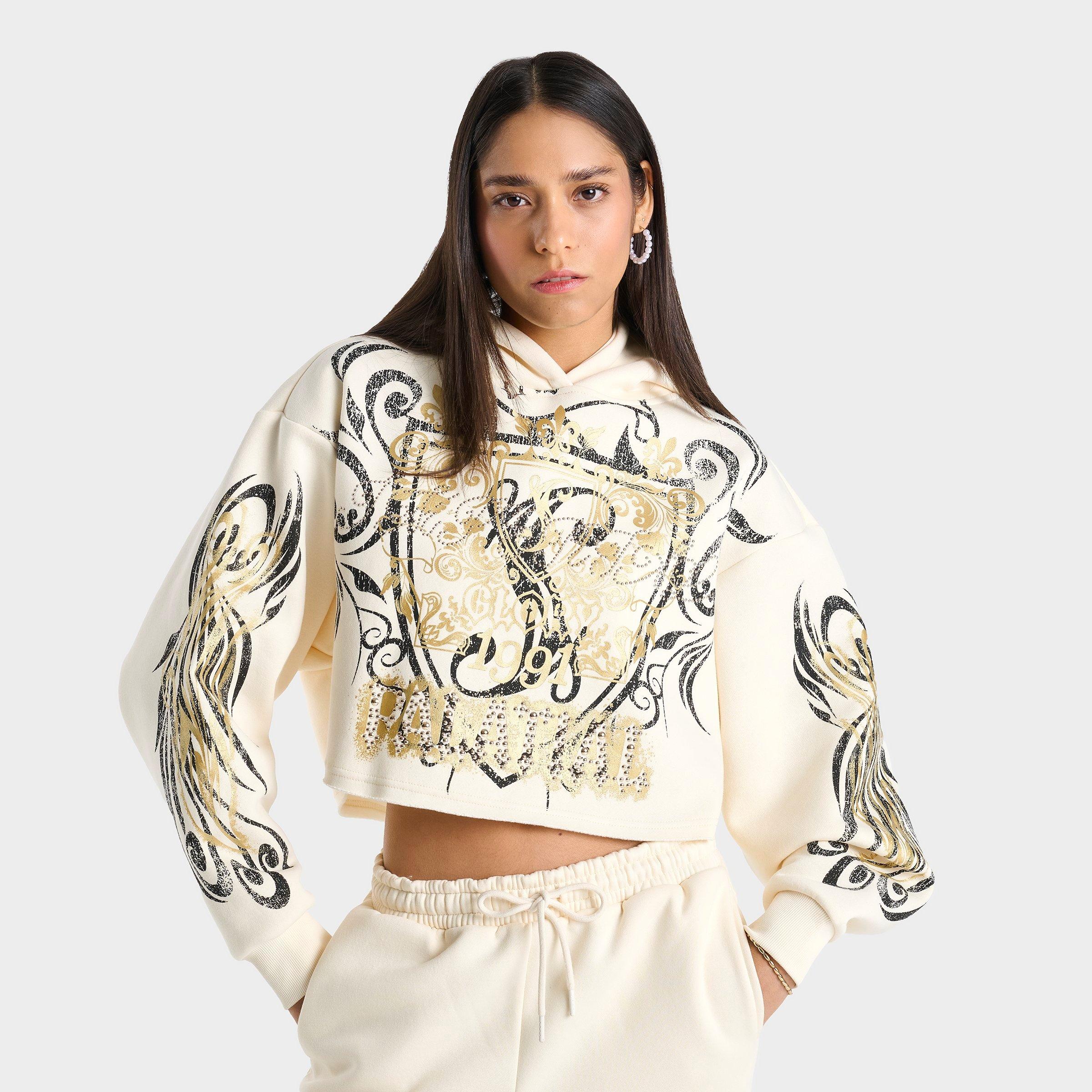 Smoke Rise Women's Mable Oversized Cropped Fleece Hoodie In Neutral