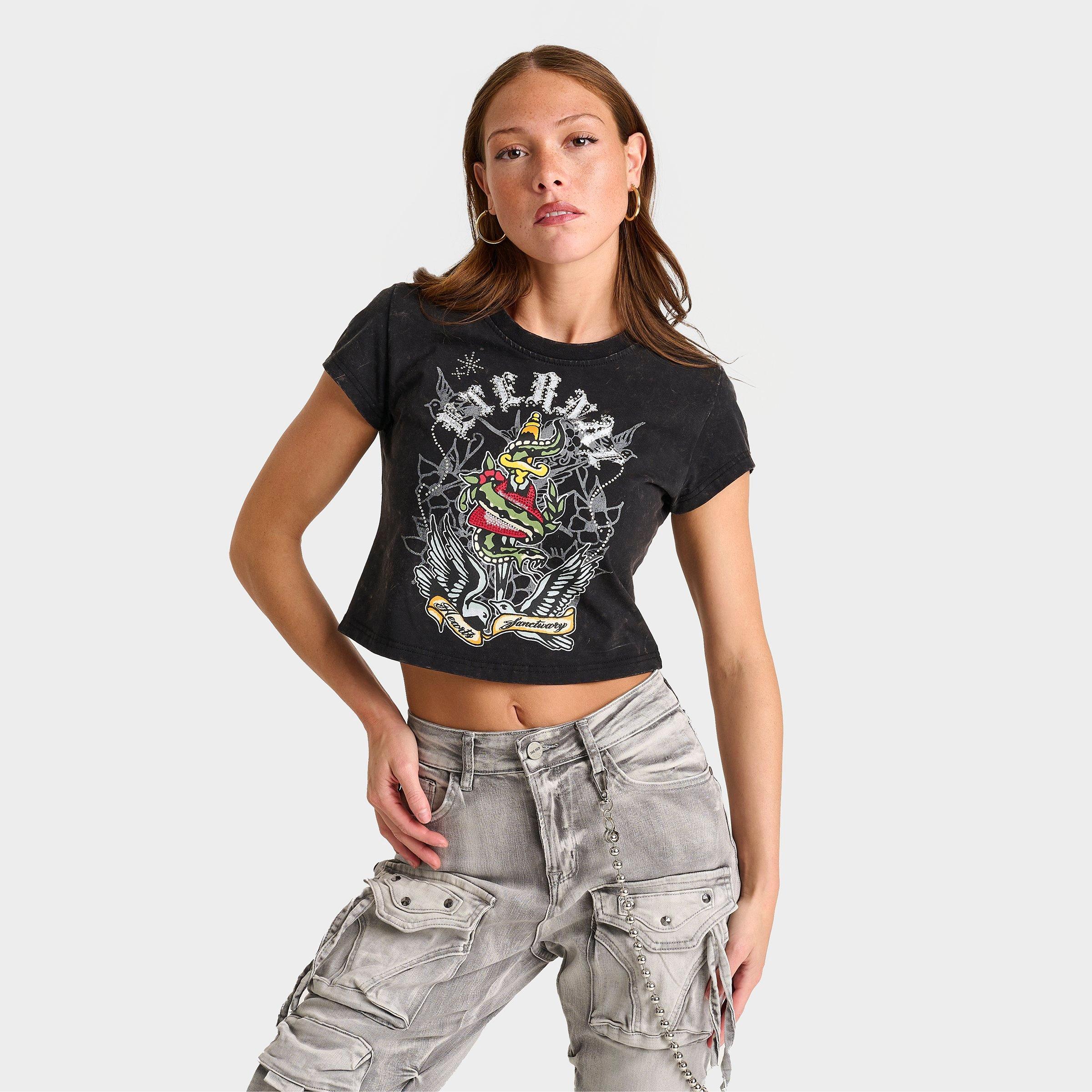 Smoke Rise Women's Kara Fitted T-Shirt in Black/Black Size XL