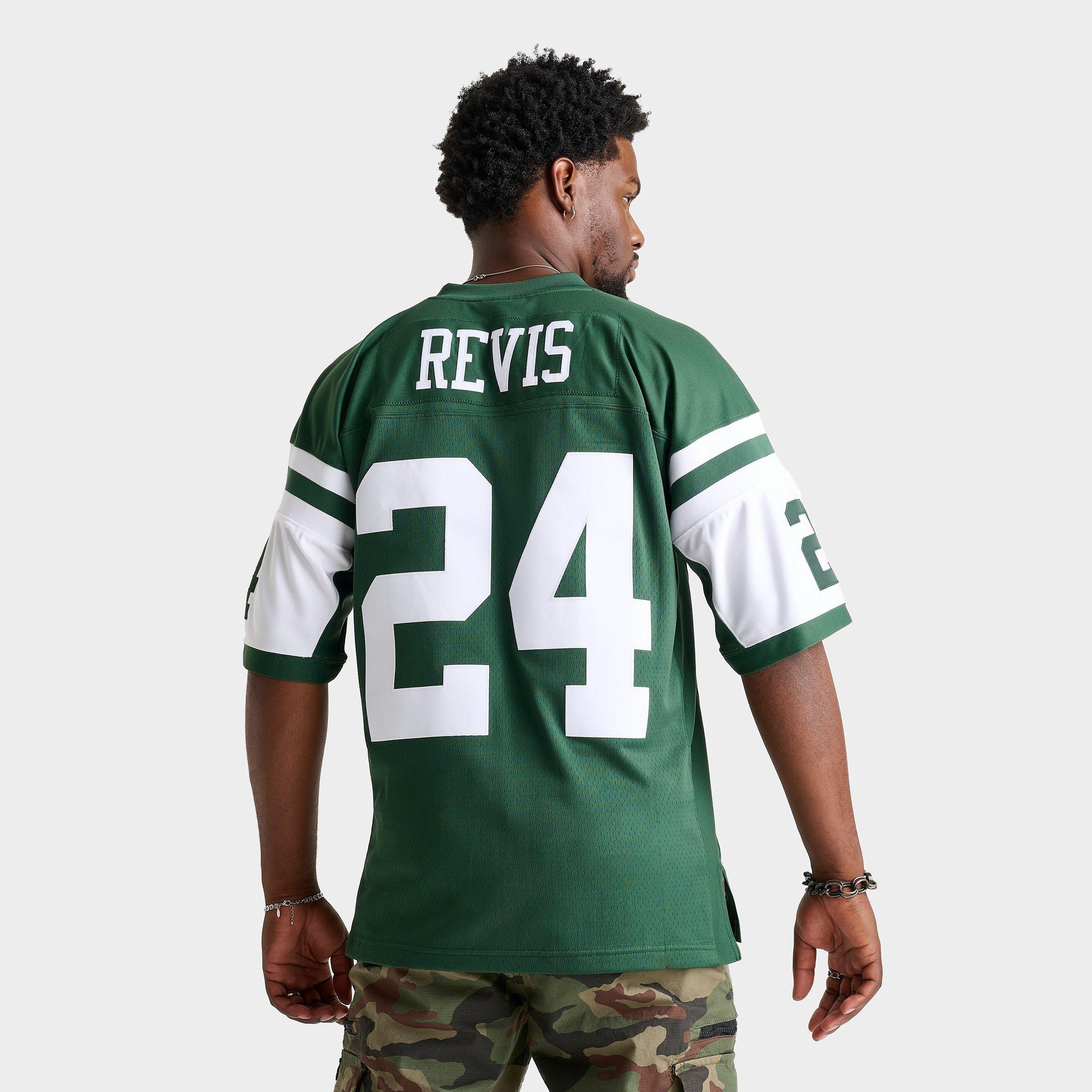 Mitchell And Ness Men's Darrelle Revis New York Jets NFL Legacy Football Jersey Shirt in Green/Hunter Green Size XL 100% Polyester/Twill/Jersey Shirt 