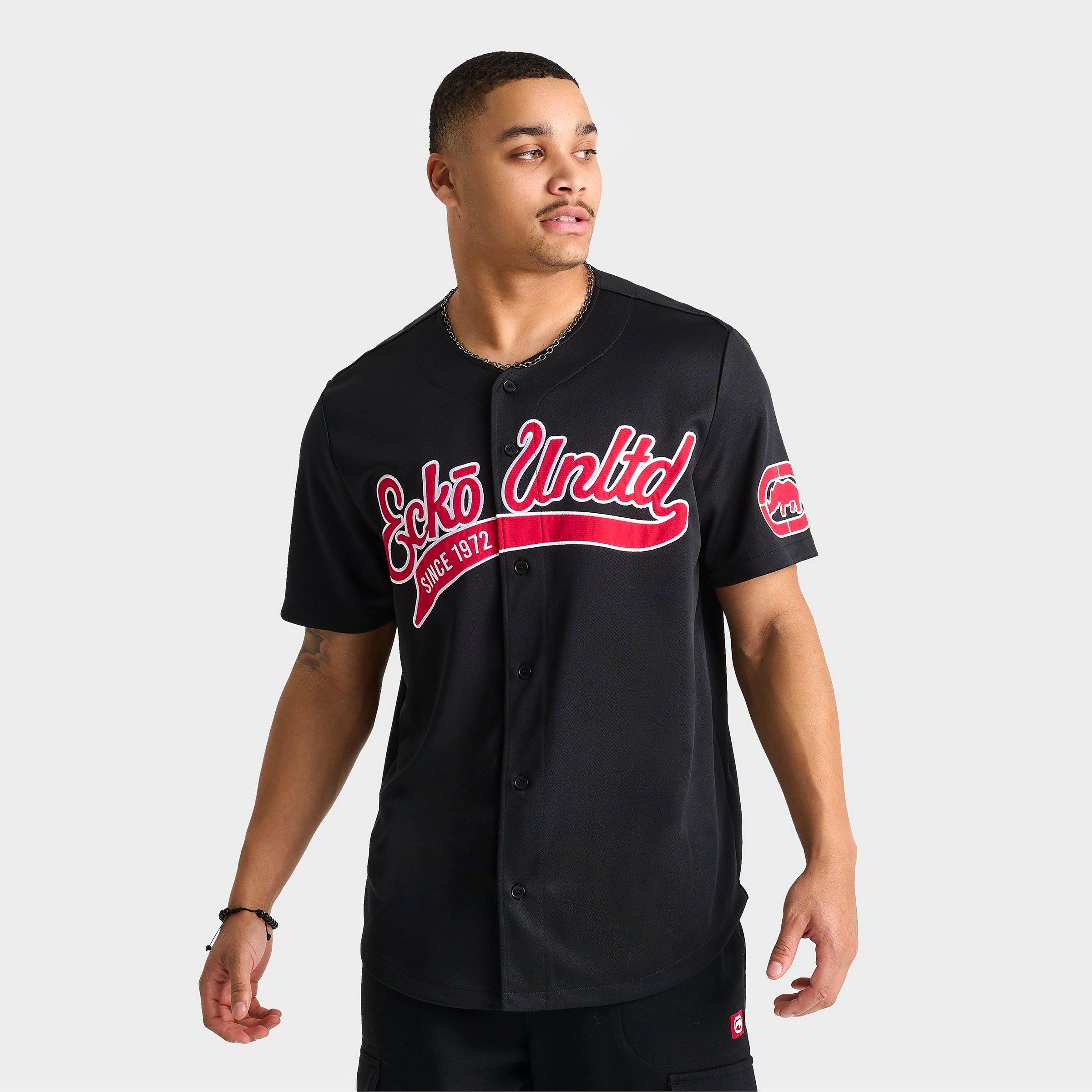 Ecko Unltd Men's Ecko Hit Parade Baseball Jersey Shirt in Black/Black Size Small 100% Polyester/Jersey Shirt 