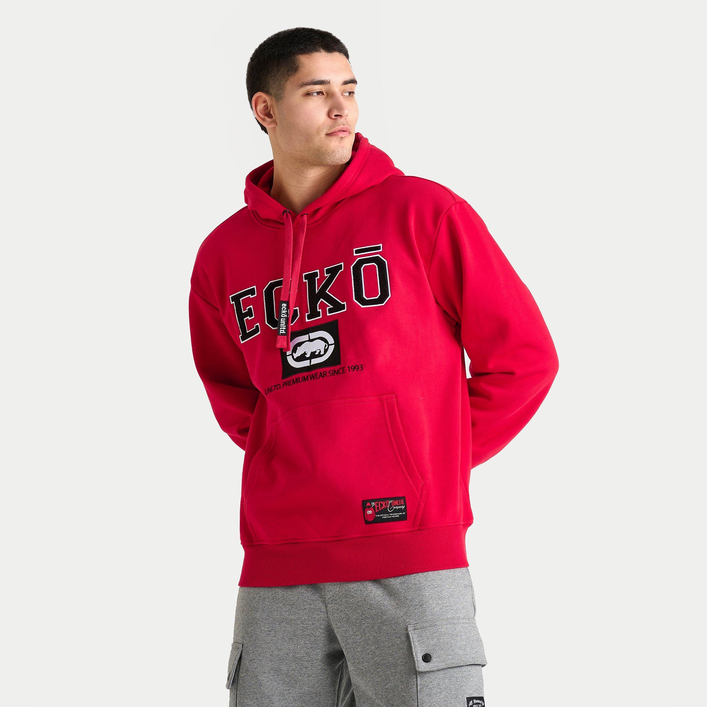 Ecko Unltd Men's Ecko Core Classic Fleece Pullover Hoodie in Red/True Red Size Medium Cotton/Polyester/Fleece