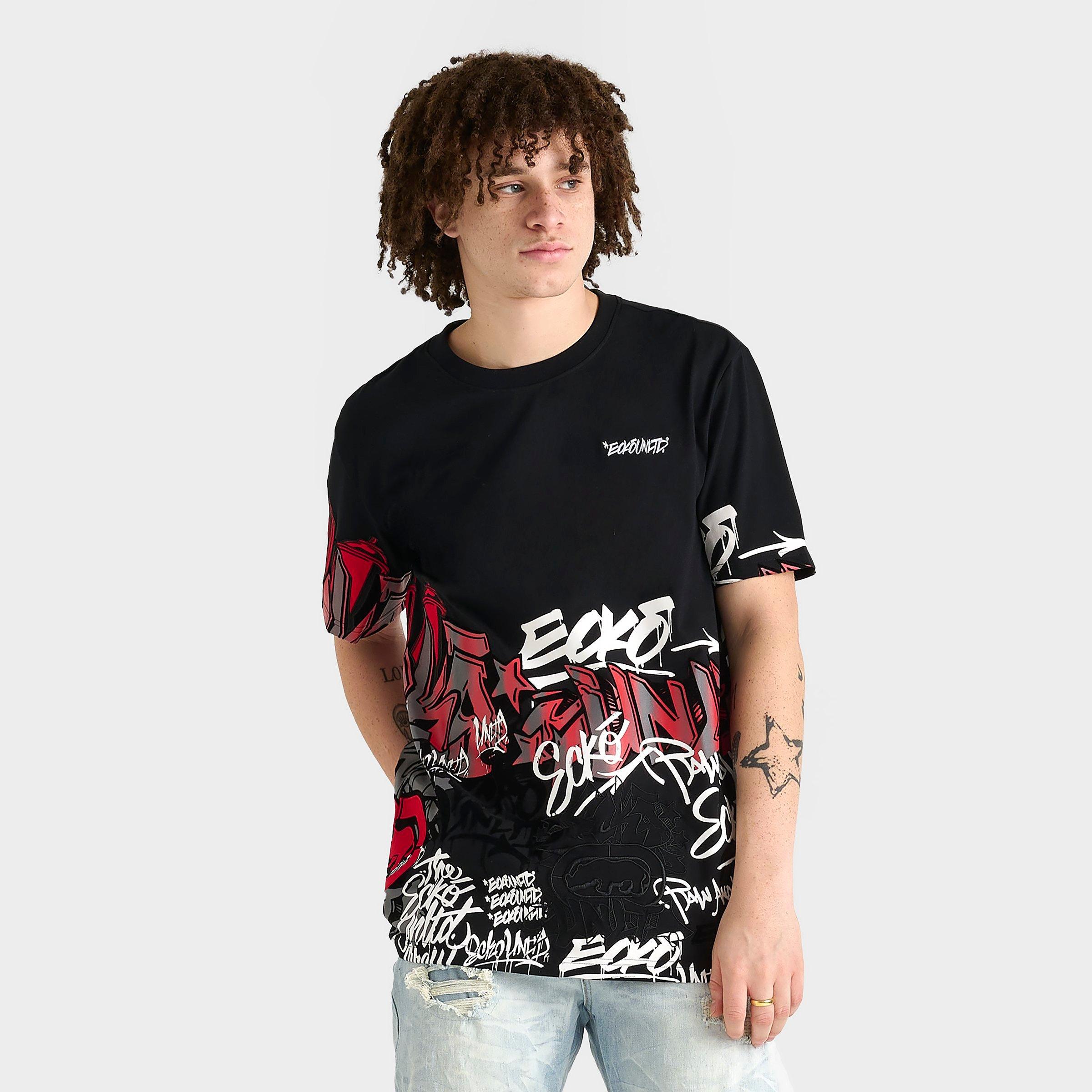 Ecko Unltd Men's Ecko Graffiti Graphic T-Shirt in Black/Black Size Large Cotton/Polyester