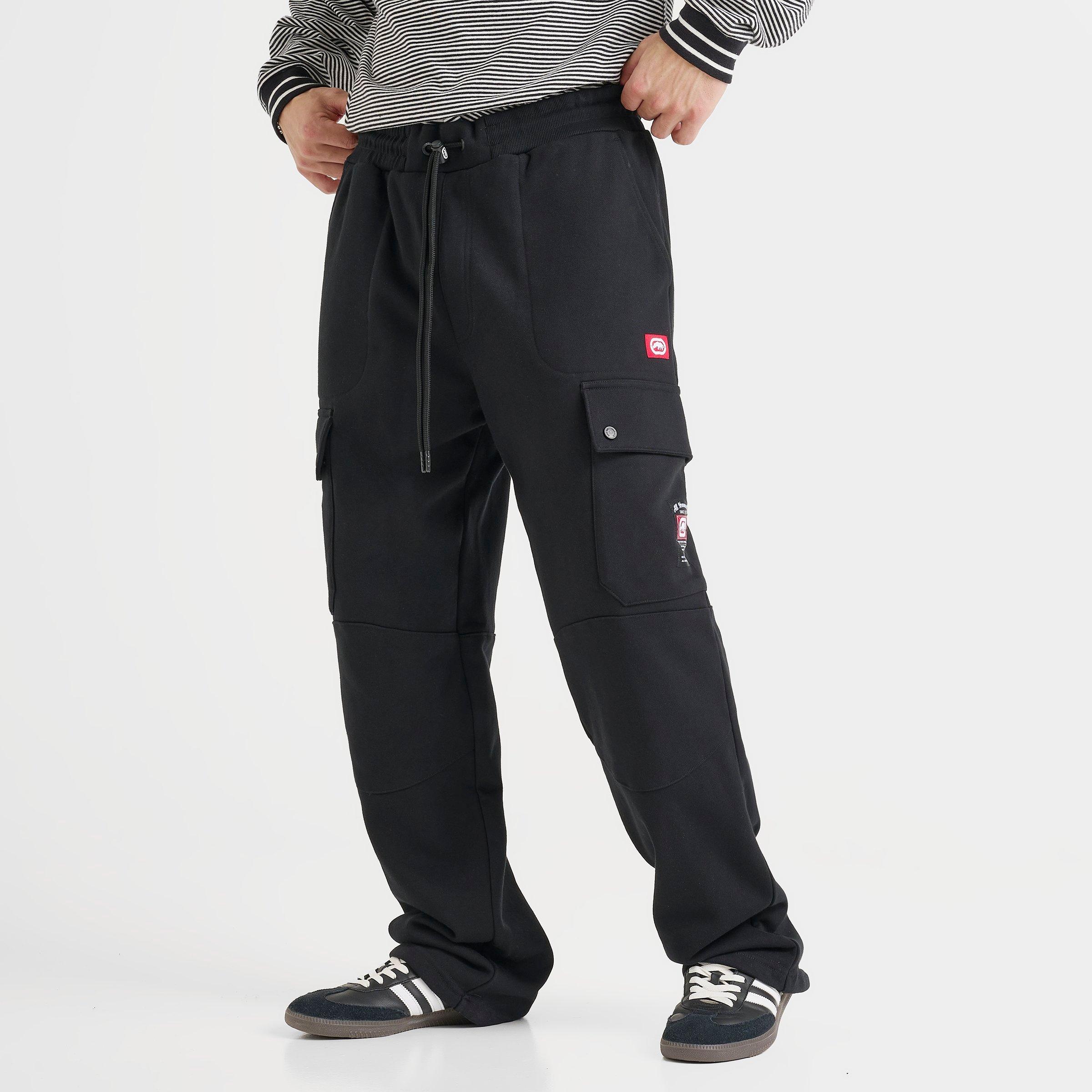 Ecko Unltd Men's Ecko Classic Rhino Cargo French Terry Sweatpants in Black/Black Size Large