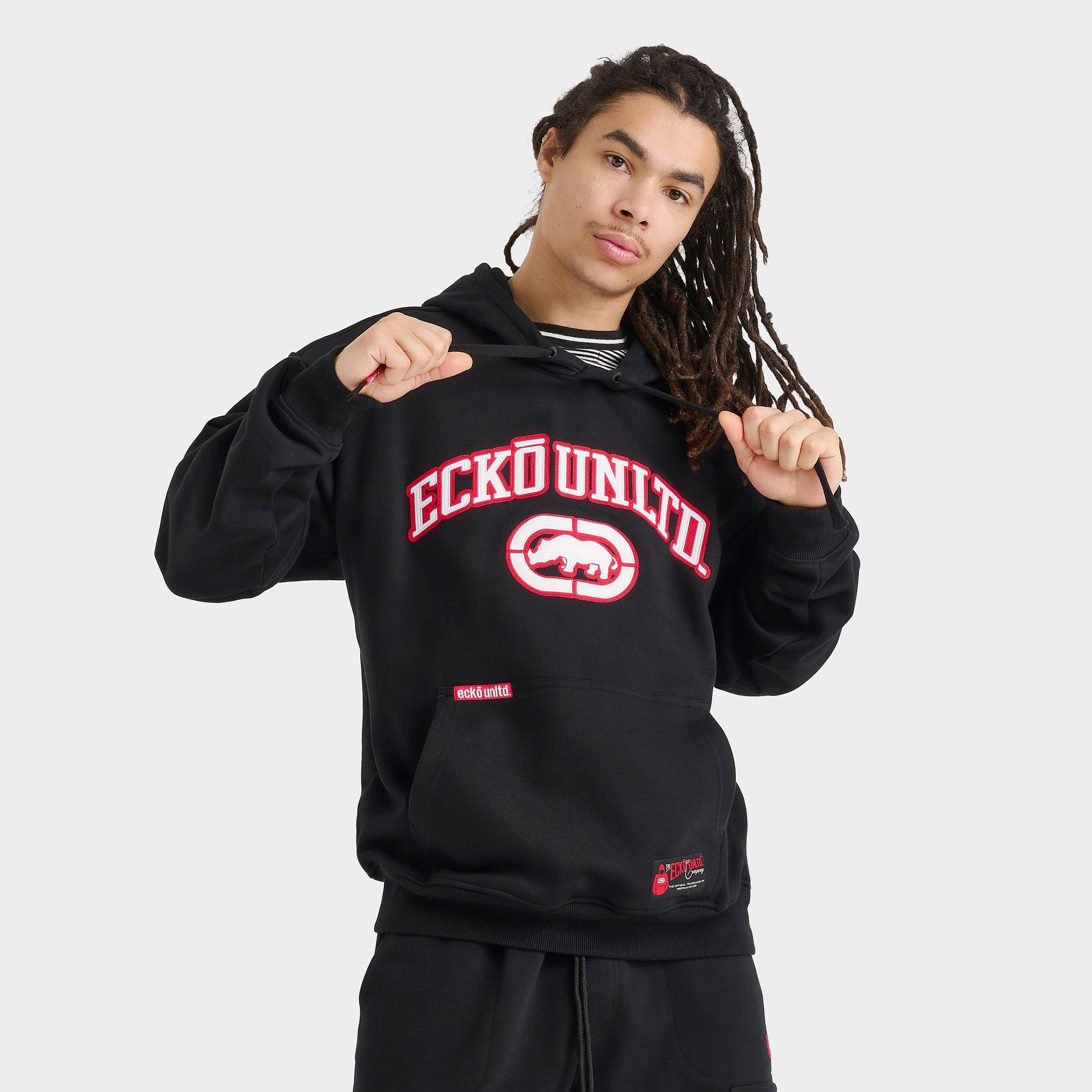 Ecko Unltd Men's Ecko Signature Pullover Hoodie in Black/Black Size Large 100% Polyester/Fleece