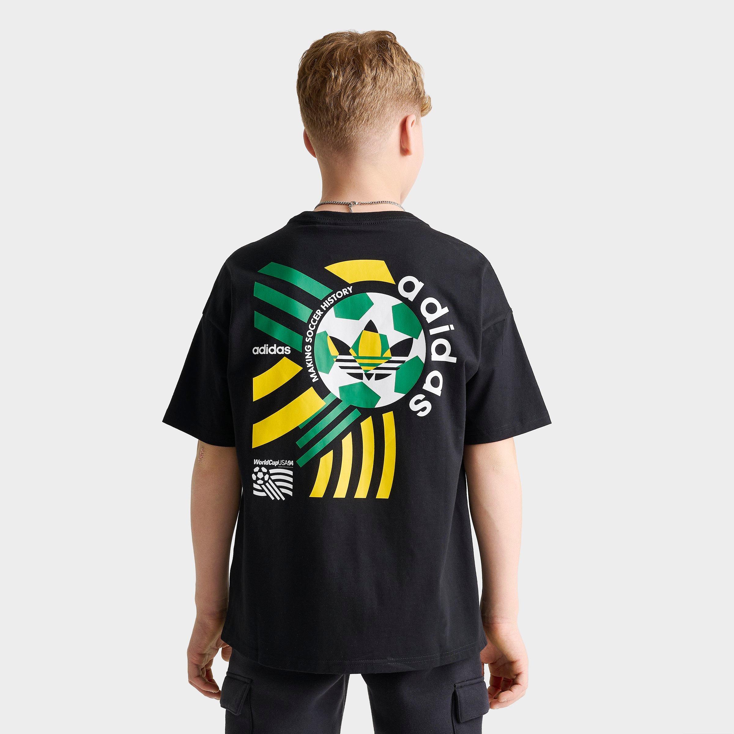 adidas Big Kids Originals FIFA World Cup Archive Poster Graphic T-Shirt in Black Size: XS