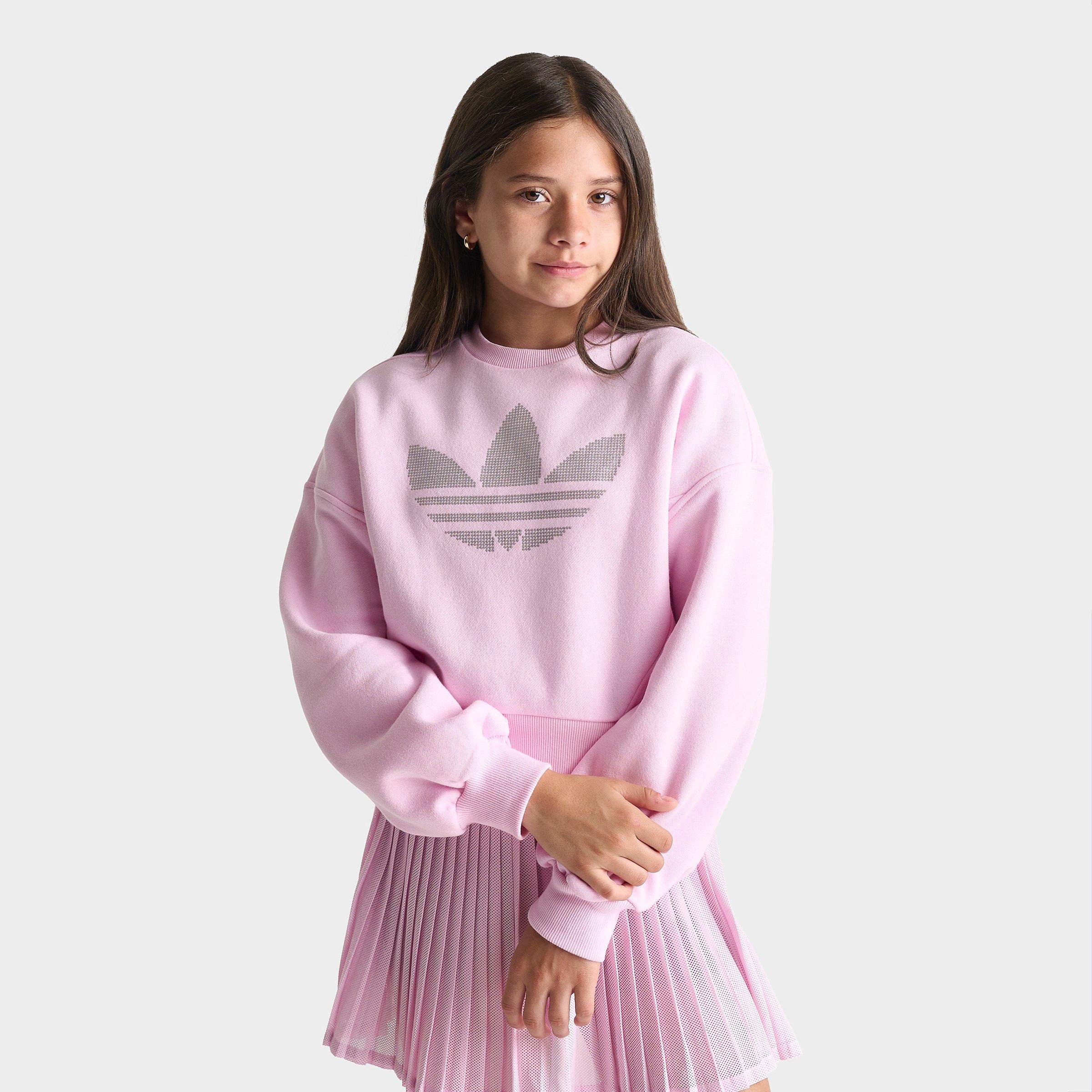 adidas Girls' Big Kids Originals Trefoil Sweatshirt in Orchid Fusion Size: Small