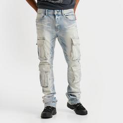 【YOURNUS】Cigar String Cargo Half Denim Denim Cargo Jeans (CARGO-DENIM-GREY-GREEN)