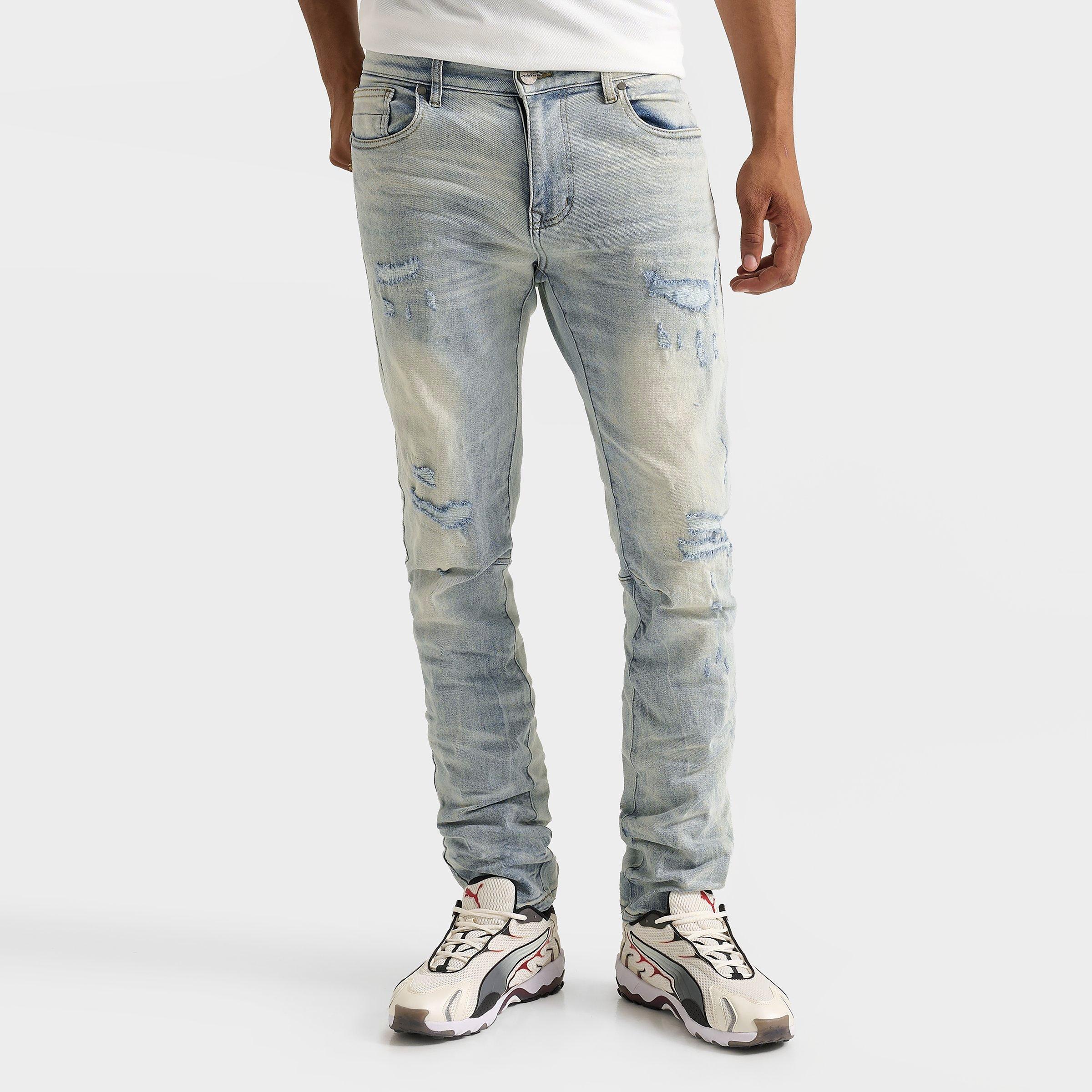 Smoke Rise Men's Grunge Slim Denim Jeans In Blue