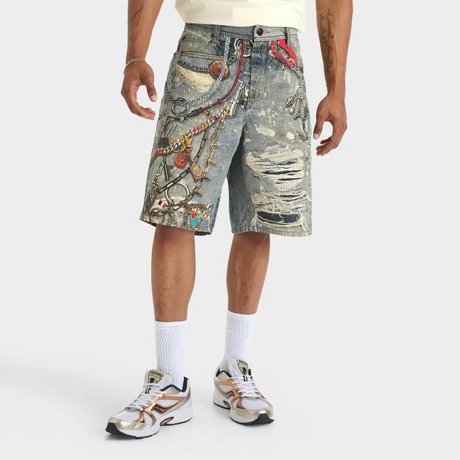 Men's PREME Chain Baggy Denim Jean Shorts