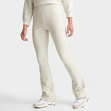 Supply And Demand Pink Soda Sport Women's Ribbed Flare Leggings In Birch 