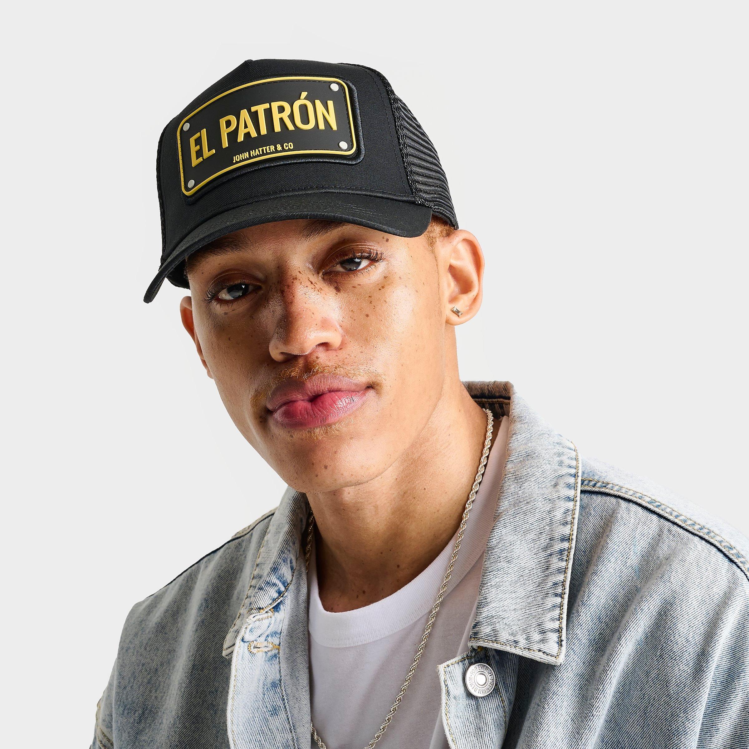 John Hatter & Co El Patron Trucker Hat in Black/Black Plastic