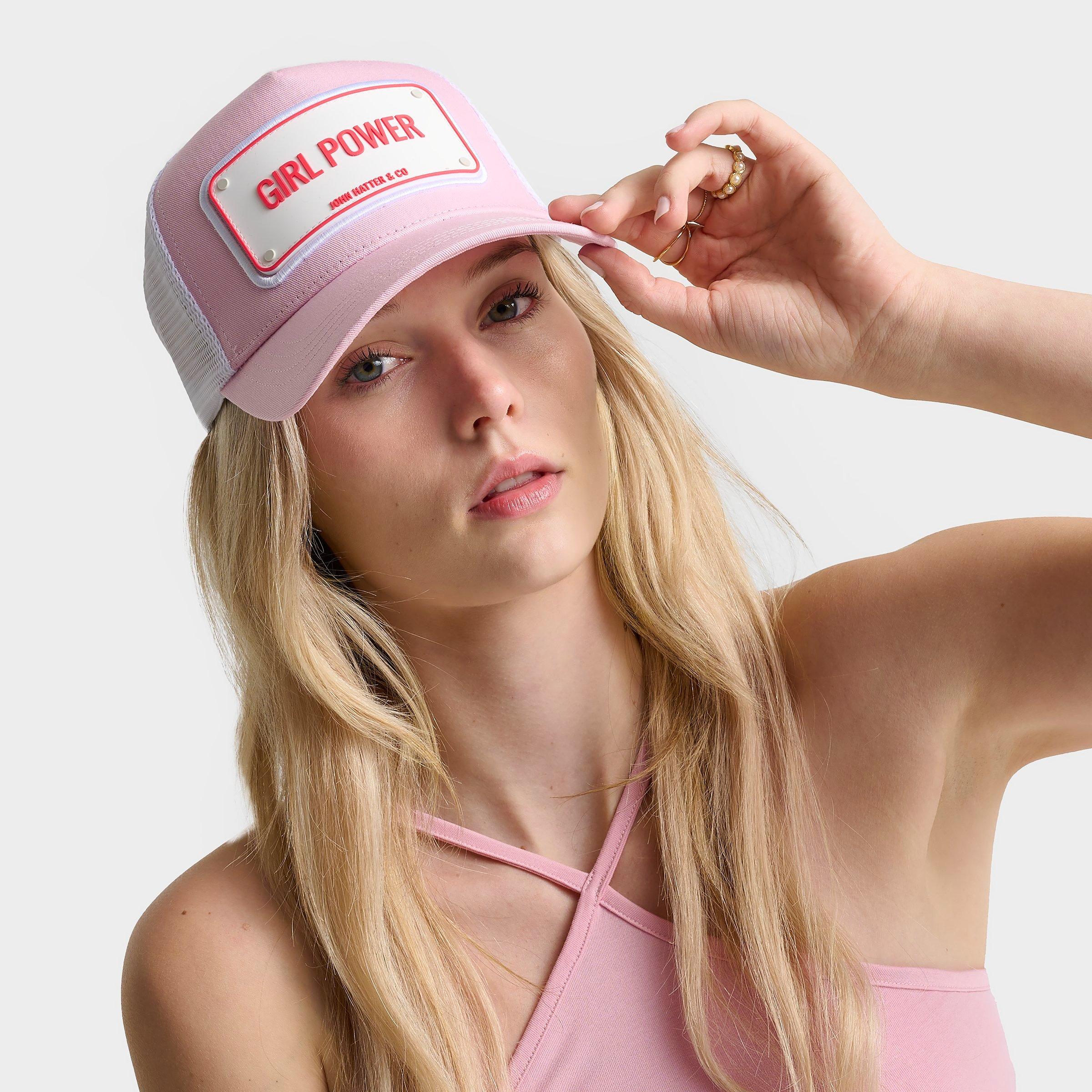 John Hatter & Co Girl Power Trucker Hat in White/Pink/Pink Plastic