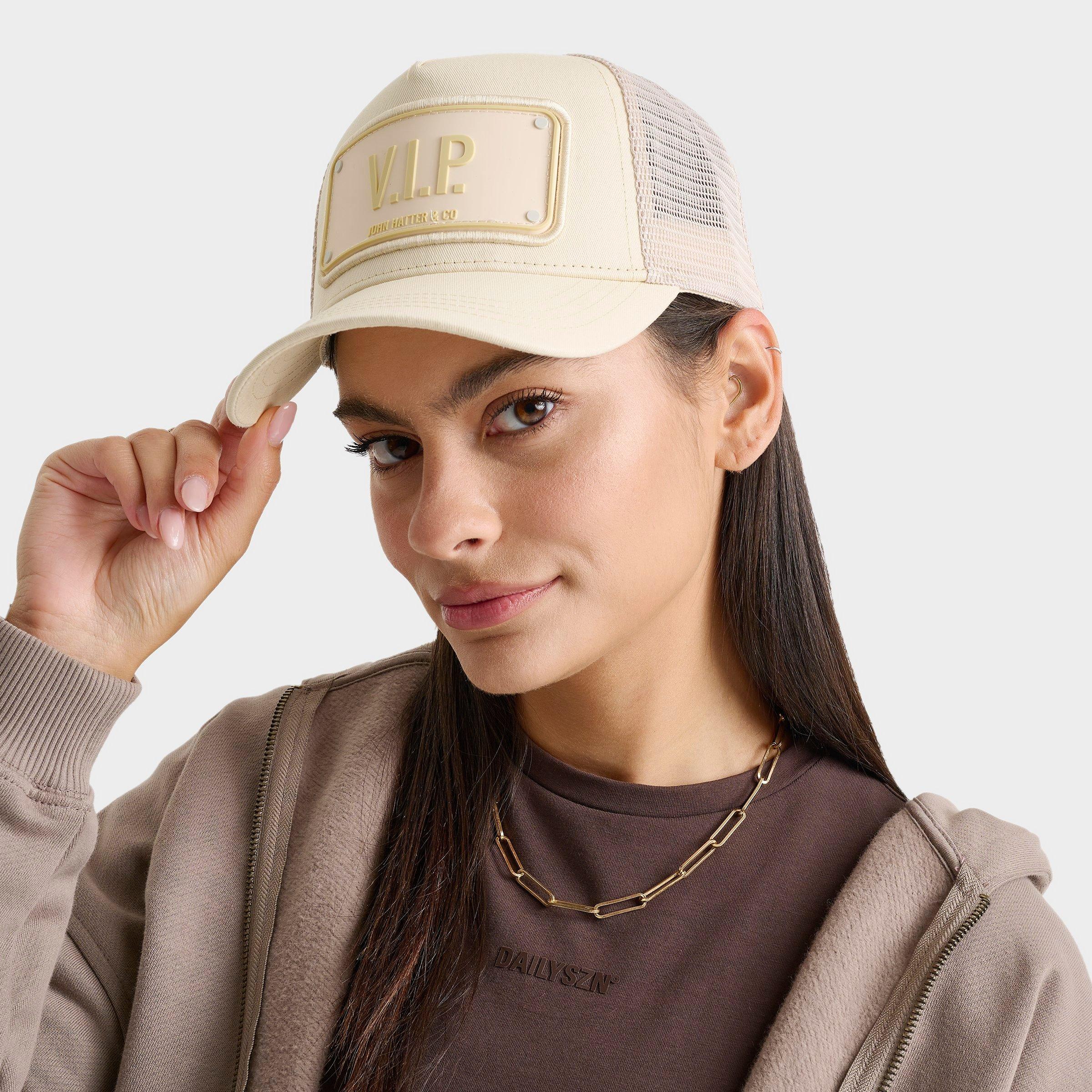 John Hatter & Co VIP Trucker Hat in Beige/Beige Plastic