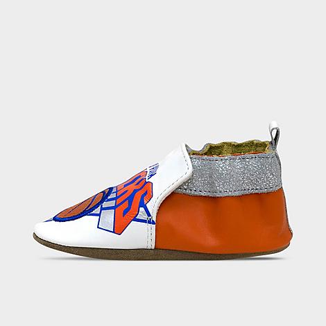 Podium I Brands Llc Babies'  Infant Robeez New York Knicks Nba Soft Sole Casual Shoes In White/orange/blue