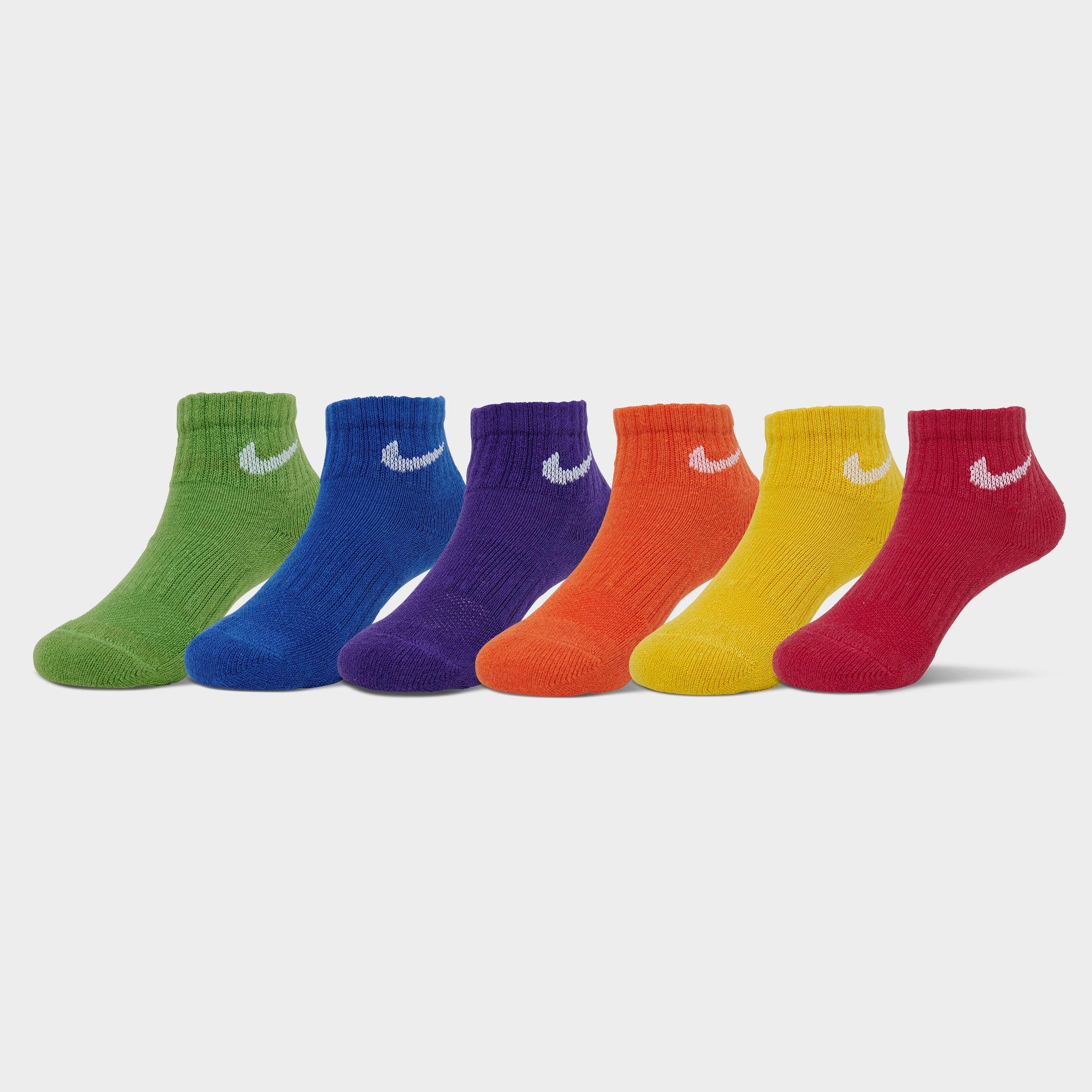 Nike Little Kids' Dri-fit Ankle Socks (6-pack) In Red/blue/green/orange/purple/yellow