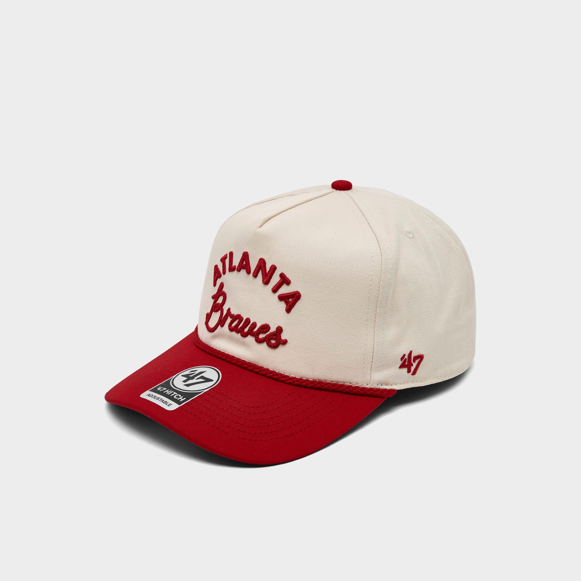 47 Brand '47 Atlanta Braves MLB Rope Script Hitch Snapback Hat in Natural/Red