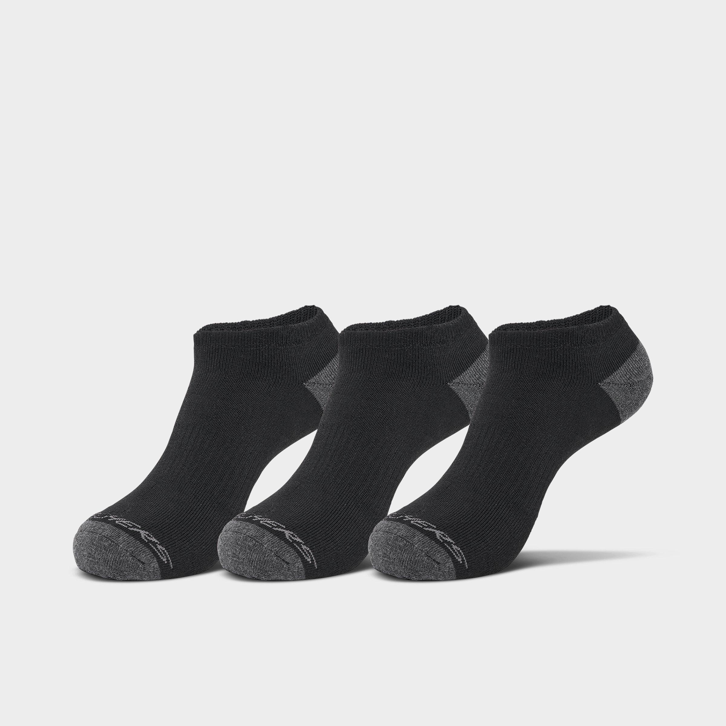 Finishline Men's Skechers Terry No-Show Socks (3-Pack) in Black/Black Size Large