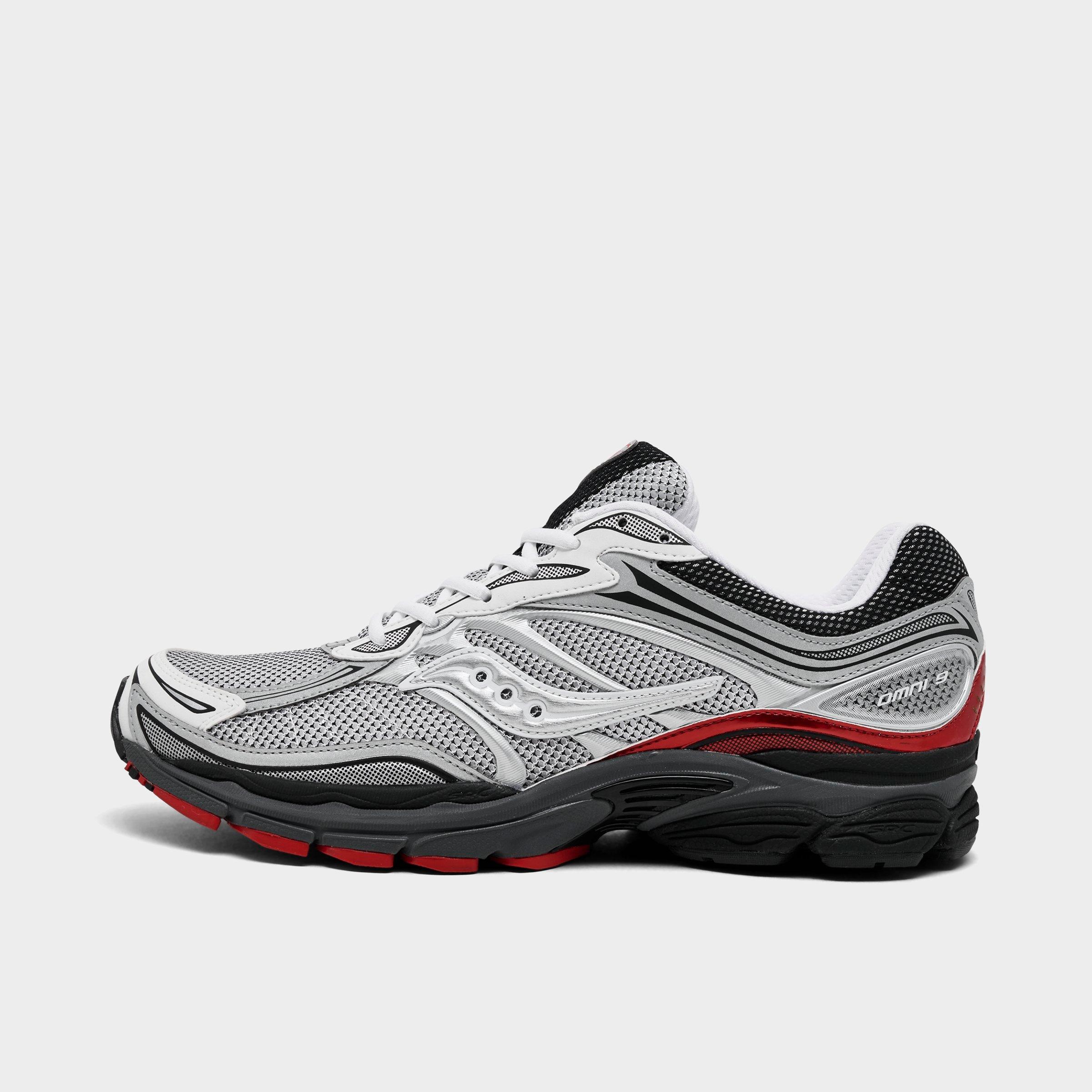 Saucony Men's ProGrid Omni 9 Casual Shoes in White/Crimson/Black Size: 9.5