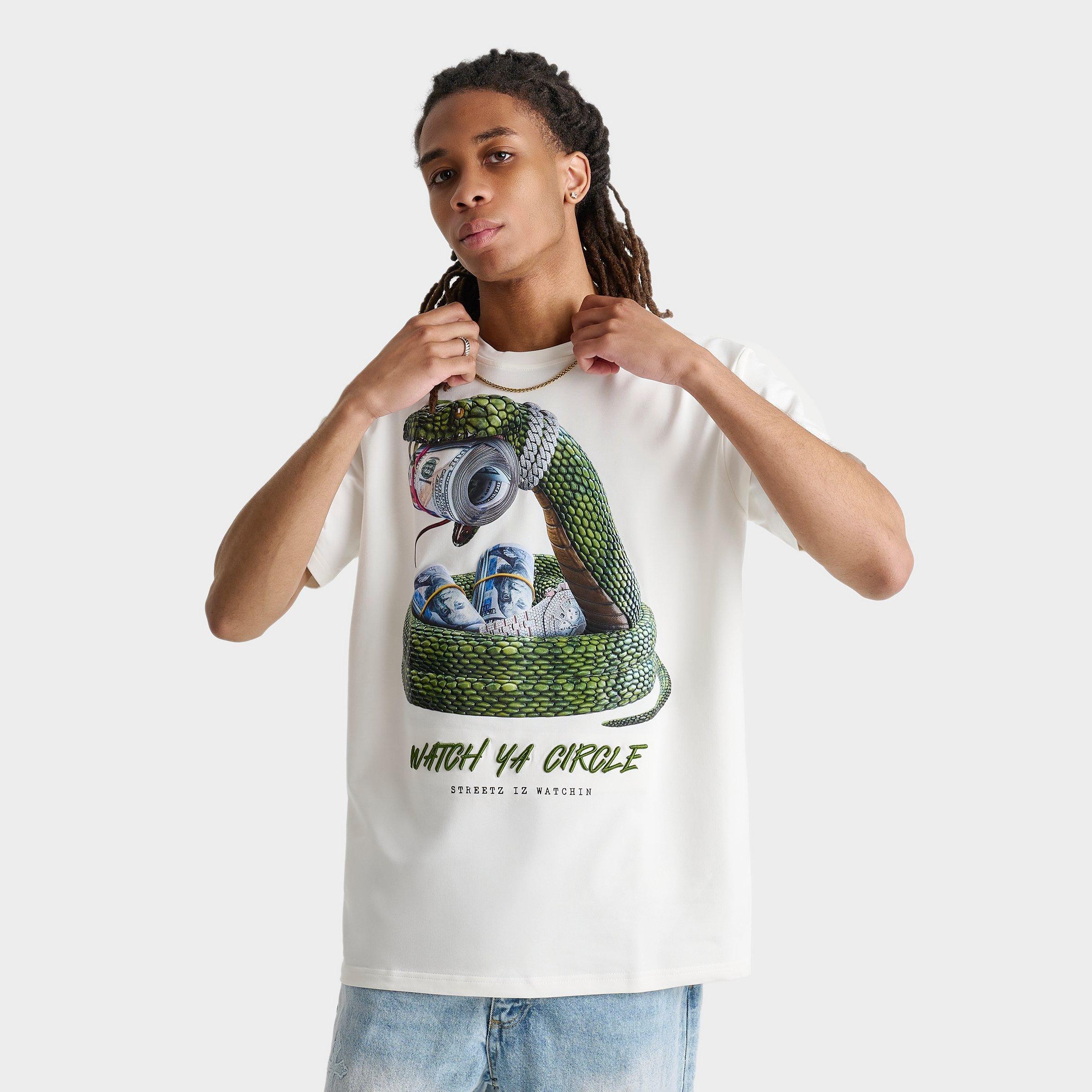 Streetz Iz Watchin Men's Watch Ya Circle T-Shirt in White/White Size Large 100% Cotton