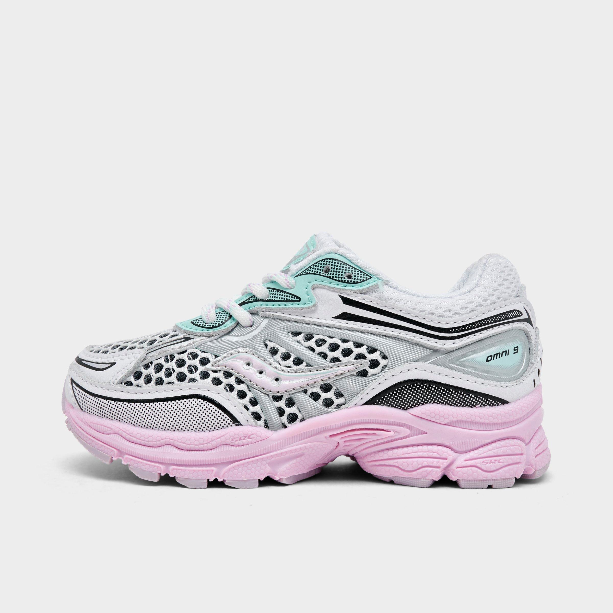 Saucony Kids Toddler Omni 9 Casual Shoes in White/Lilac/Mint Size: 4.0