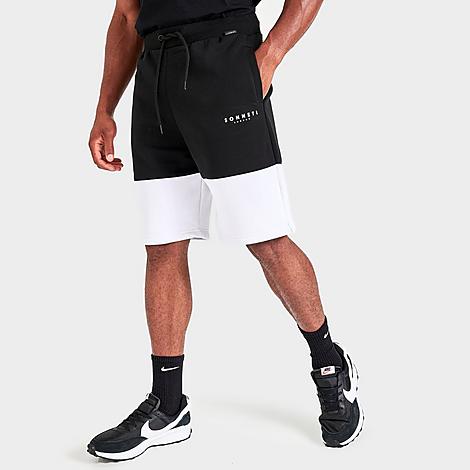 Sonneti Men's London Split Fleece Shorts In Black/white | ModeSens