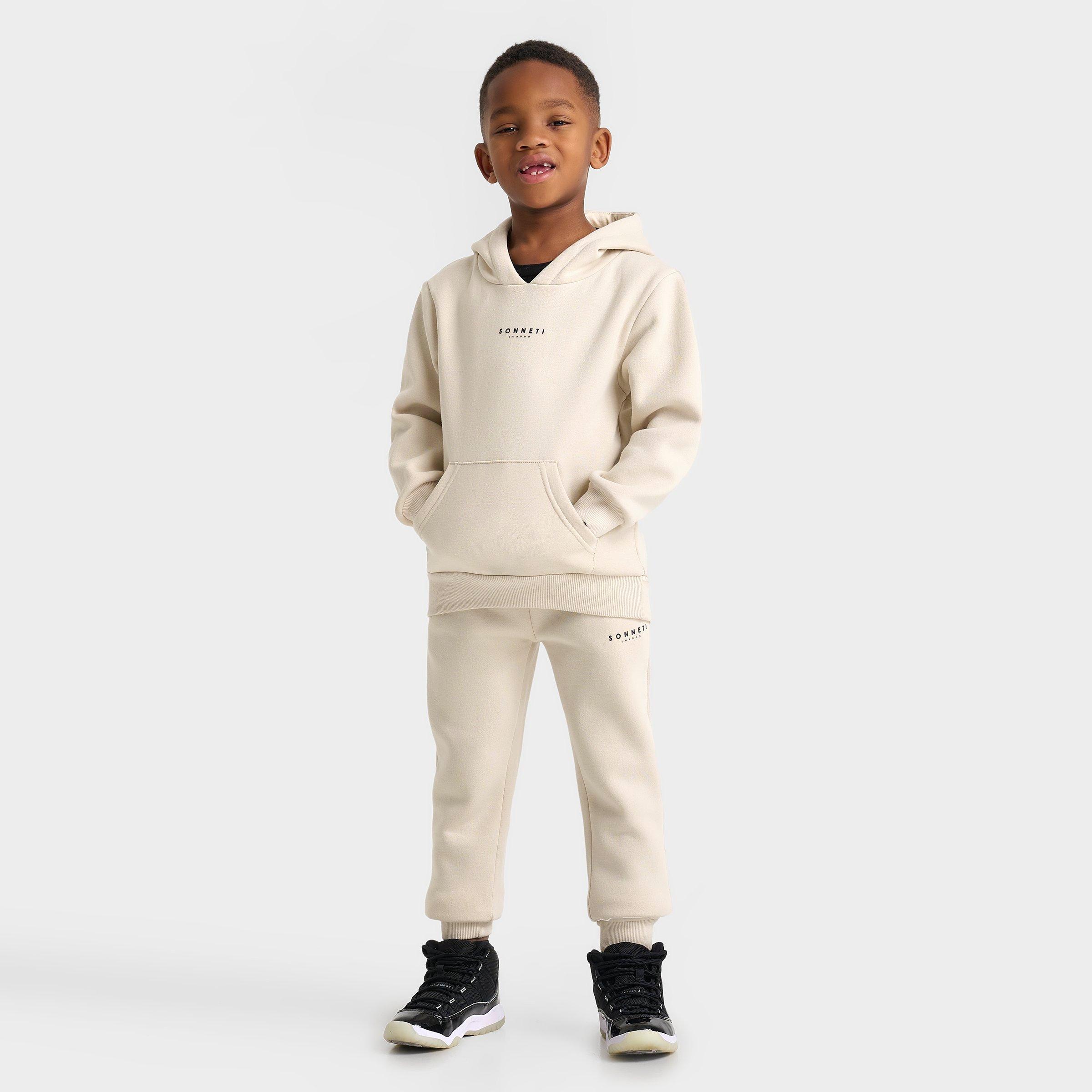 Sonneti Little Kids London Pullover Hoodie Set in Ancient Scroll Beige Size: 4.0