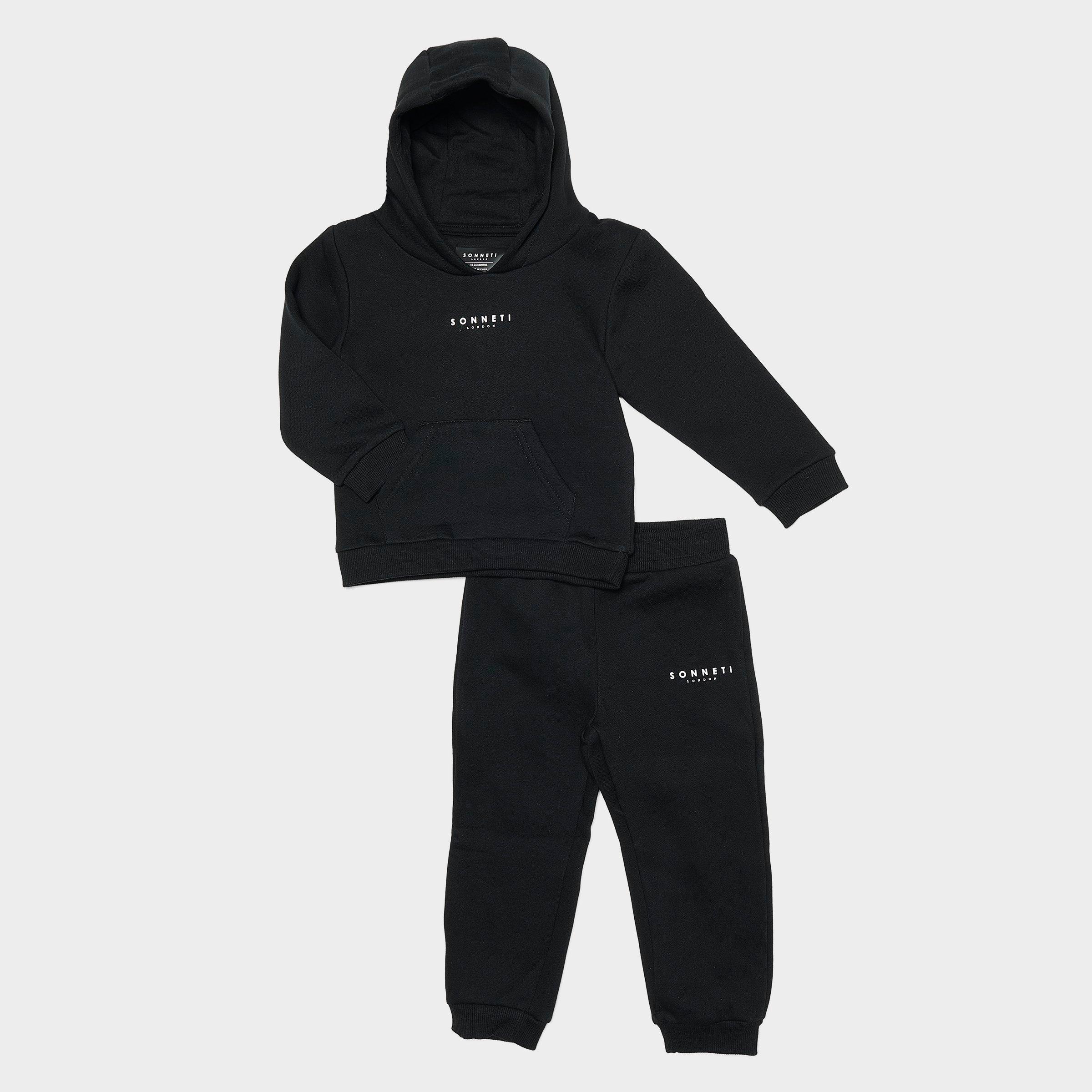 Sonneti Infant London Pullover Hoodie Set in Black/Black Size 9 M Fleece