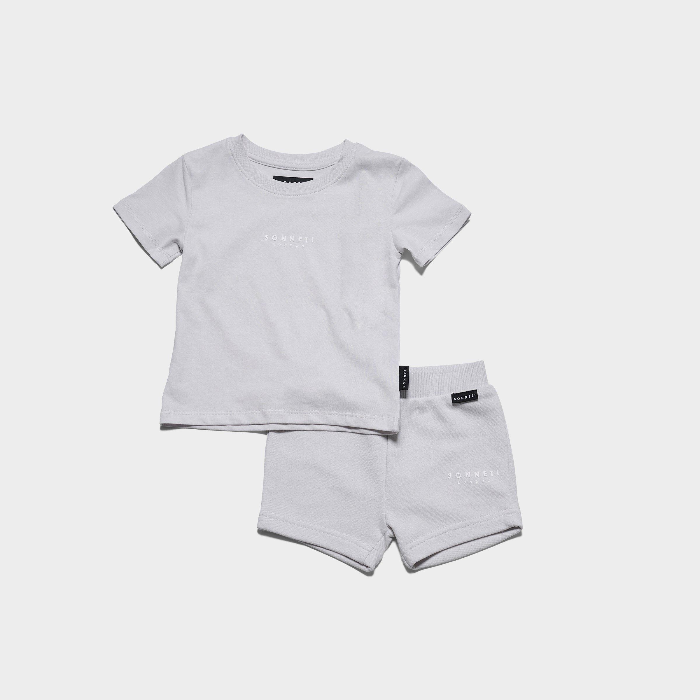 Sonneti Infant London T-Shirt and Shorts Set in Nimbus Cloud Size: 12M