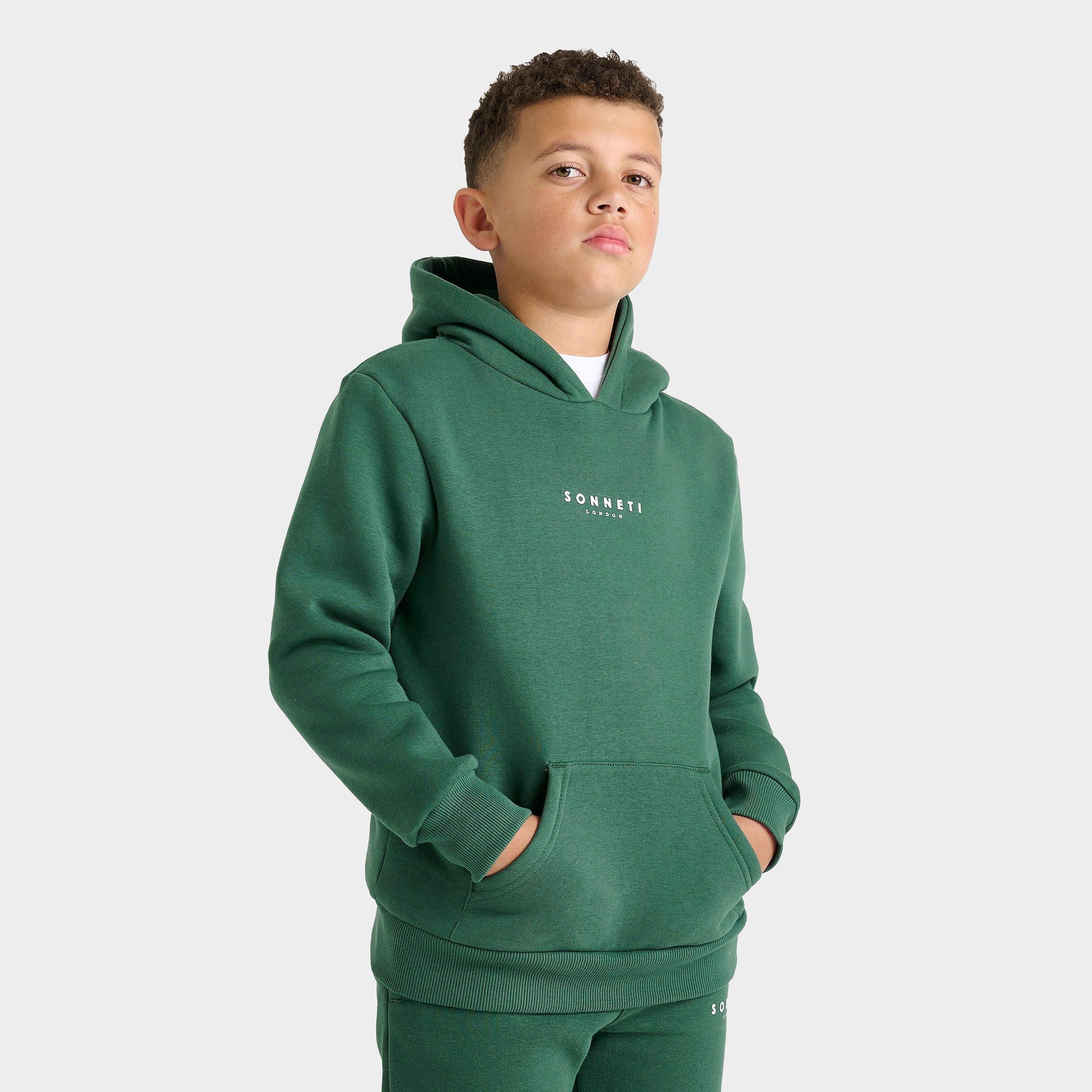 Sonneti Kids' London Essential Pullover Hoodie in Green/Dark Green Size XL Fleece