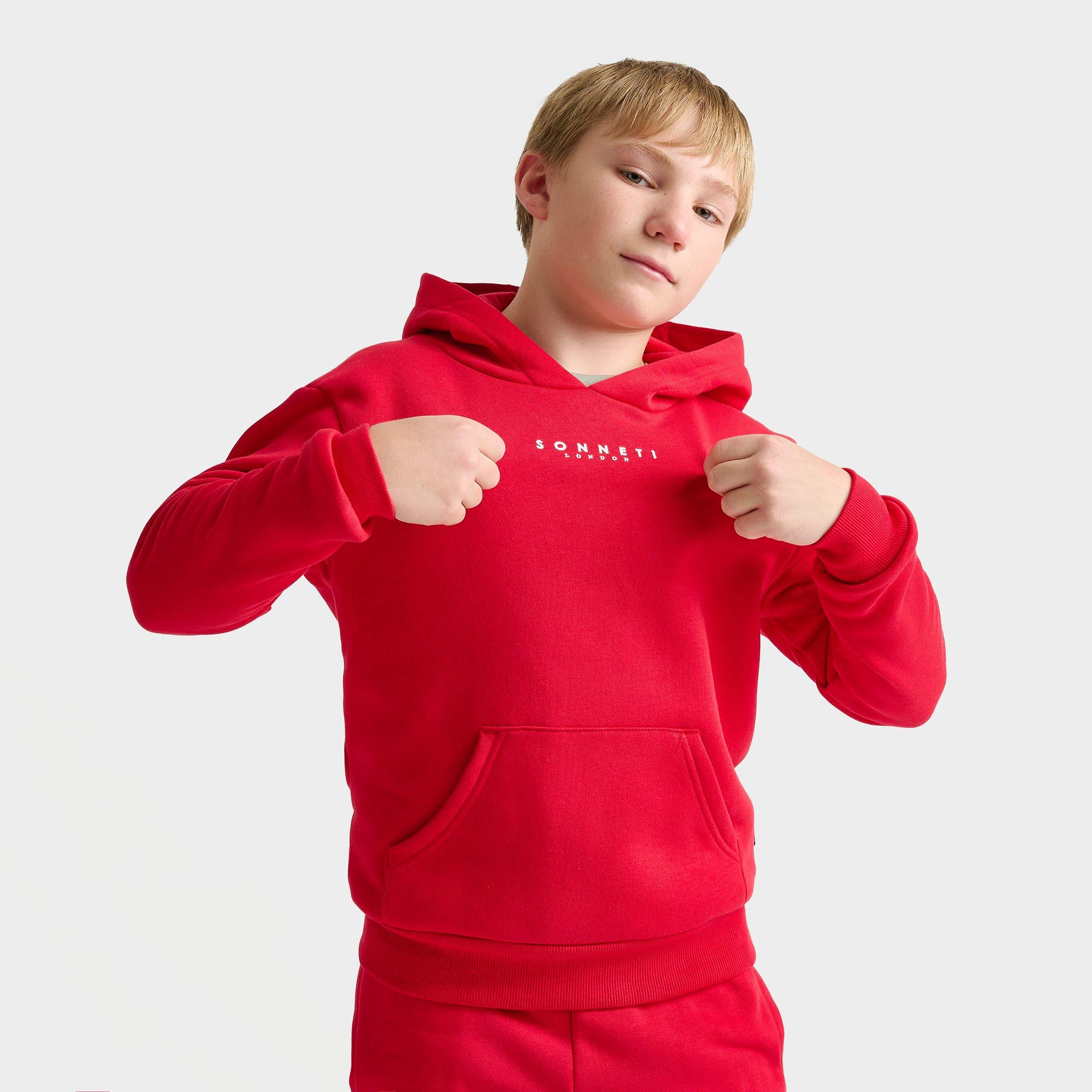 Sonneti Big Kids London Essential Pullover Hoodie in Racing Red Size: Small