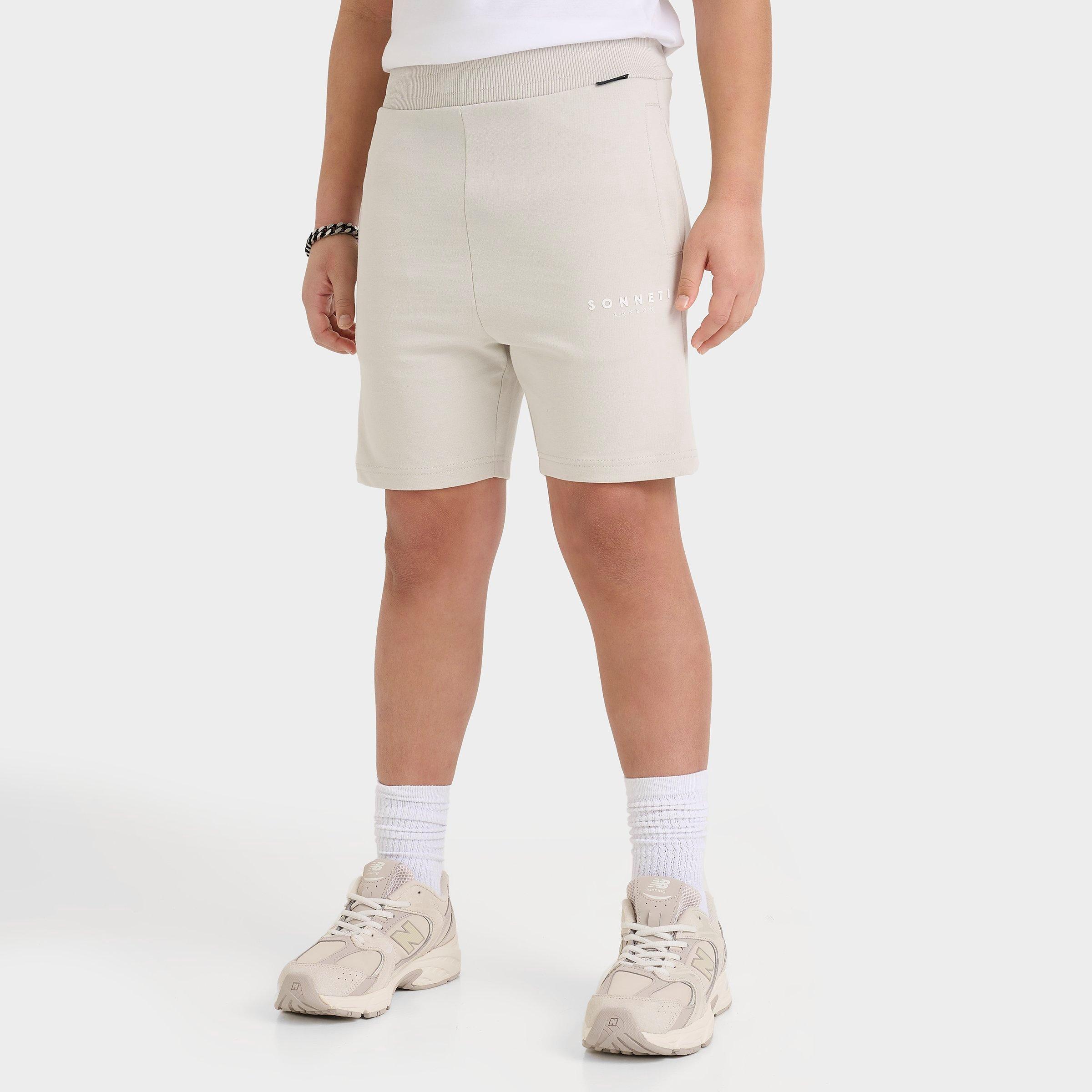 Sonneti Kids' London French Terry Shorts in Beige/Glacier Grey Size Small