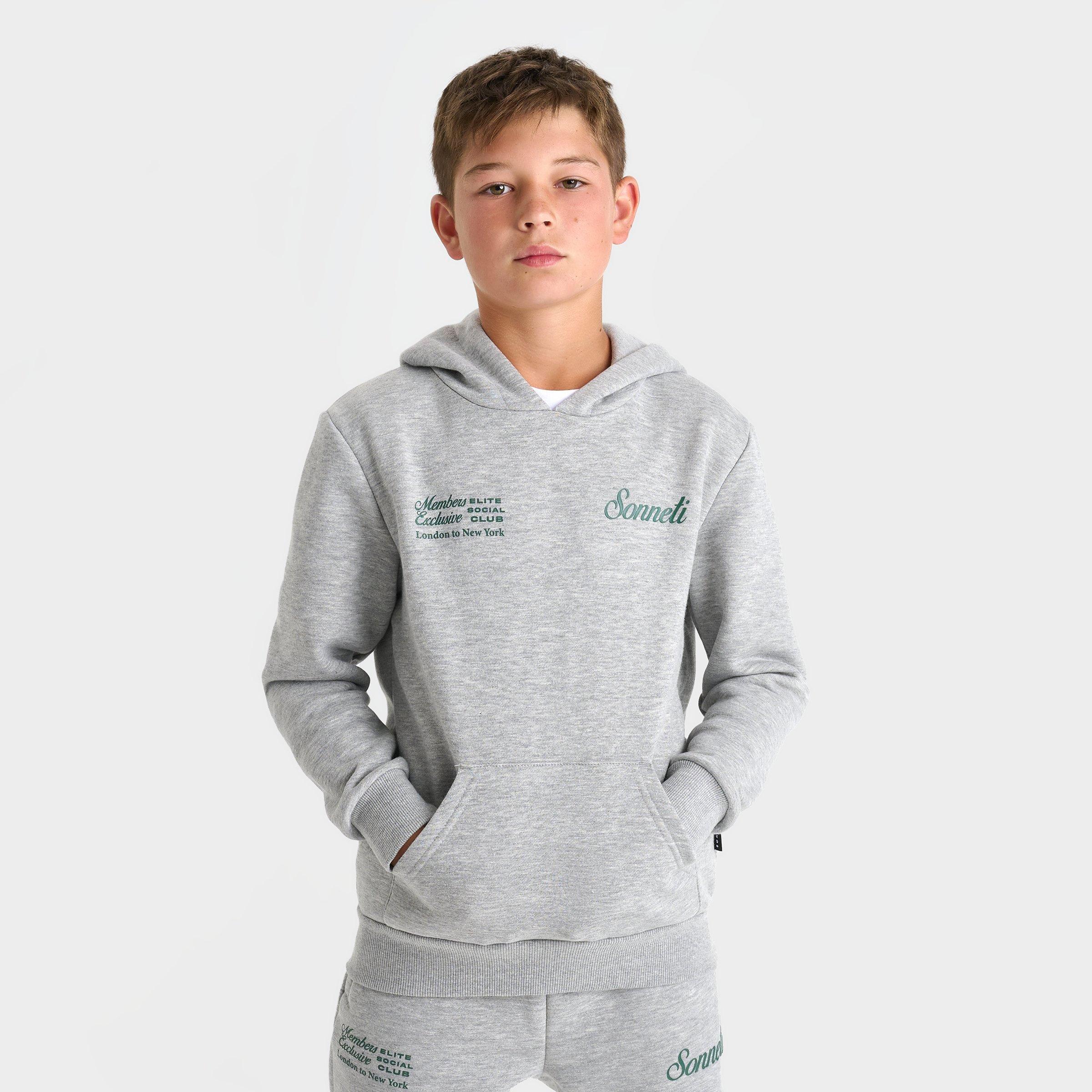 Sonneti Big Kids London Fremont Pullover Hoodie in Ice Grey Marl Size: Small