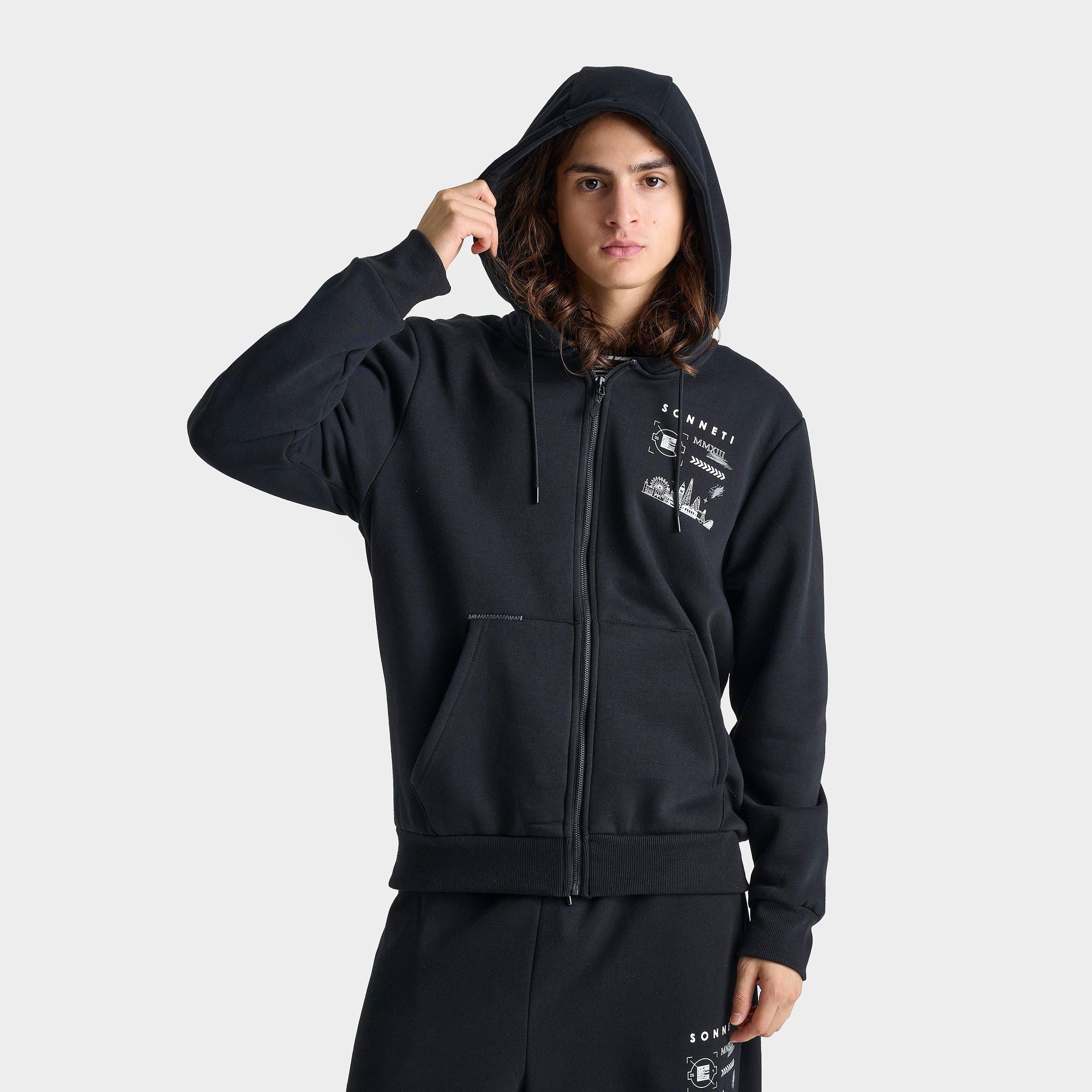 Sonneti Men's Flex Full-Zip Hoodie in Black/Black Size Large Cotton/Fleece