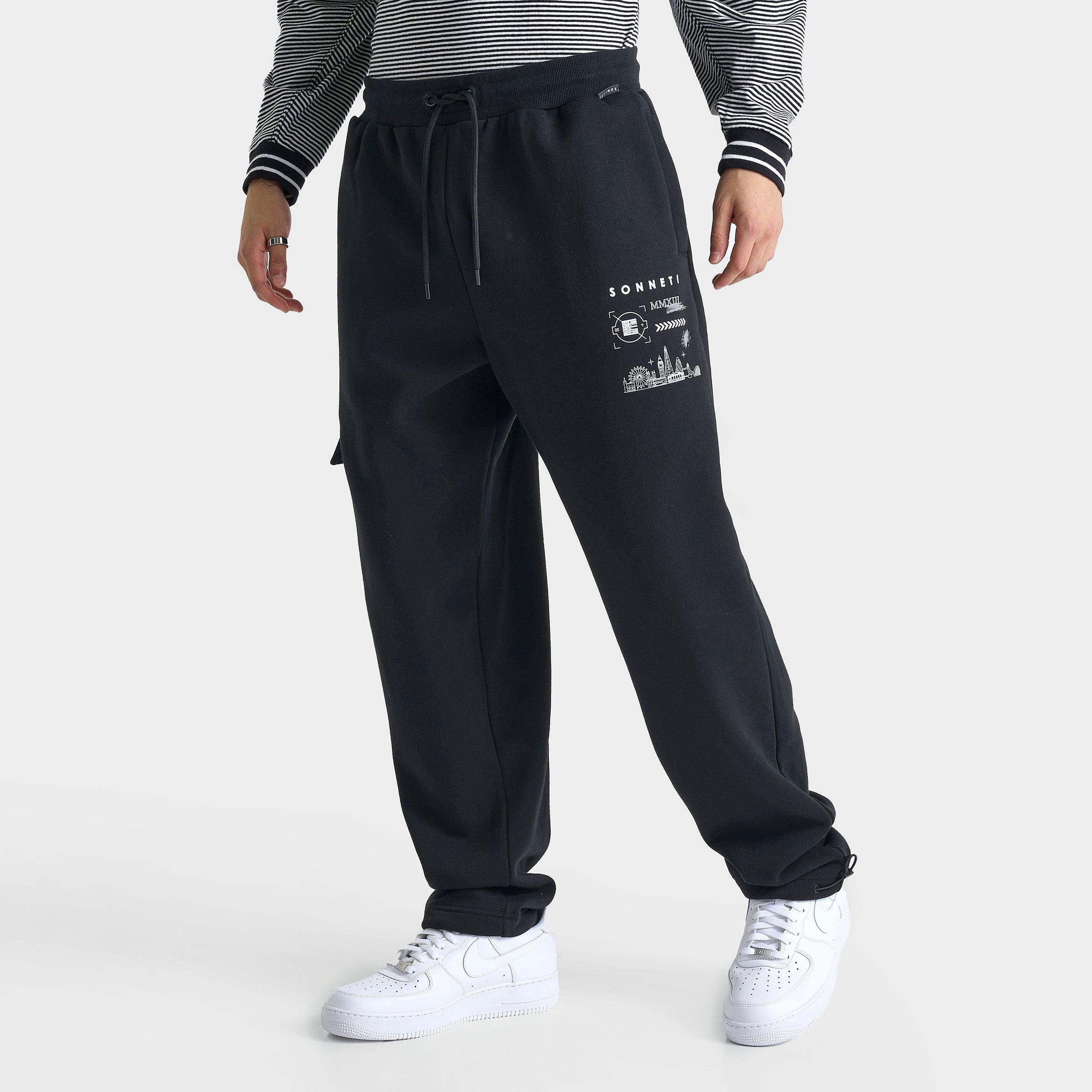 Sonneti Men's Flex Fleece Cargo Sweatpants in Black/Black Size Small Cotton/Fleece