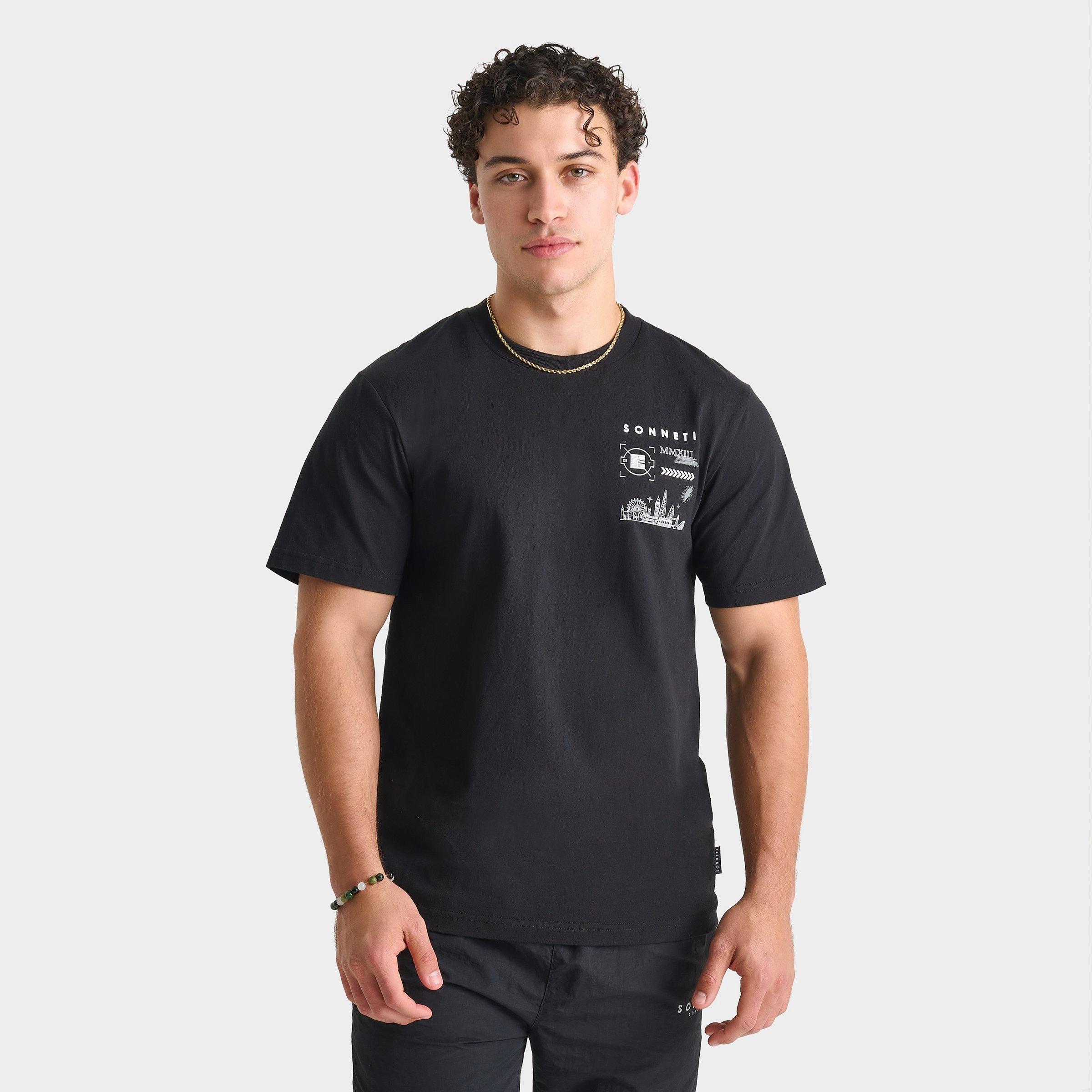 Sonneti Men's Flex T-Shirt in Black/Black Size Medium Cotton