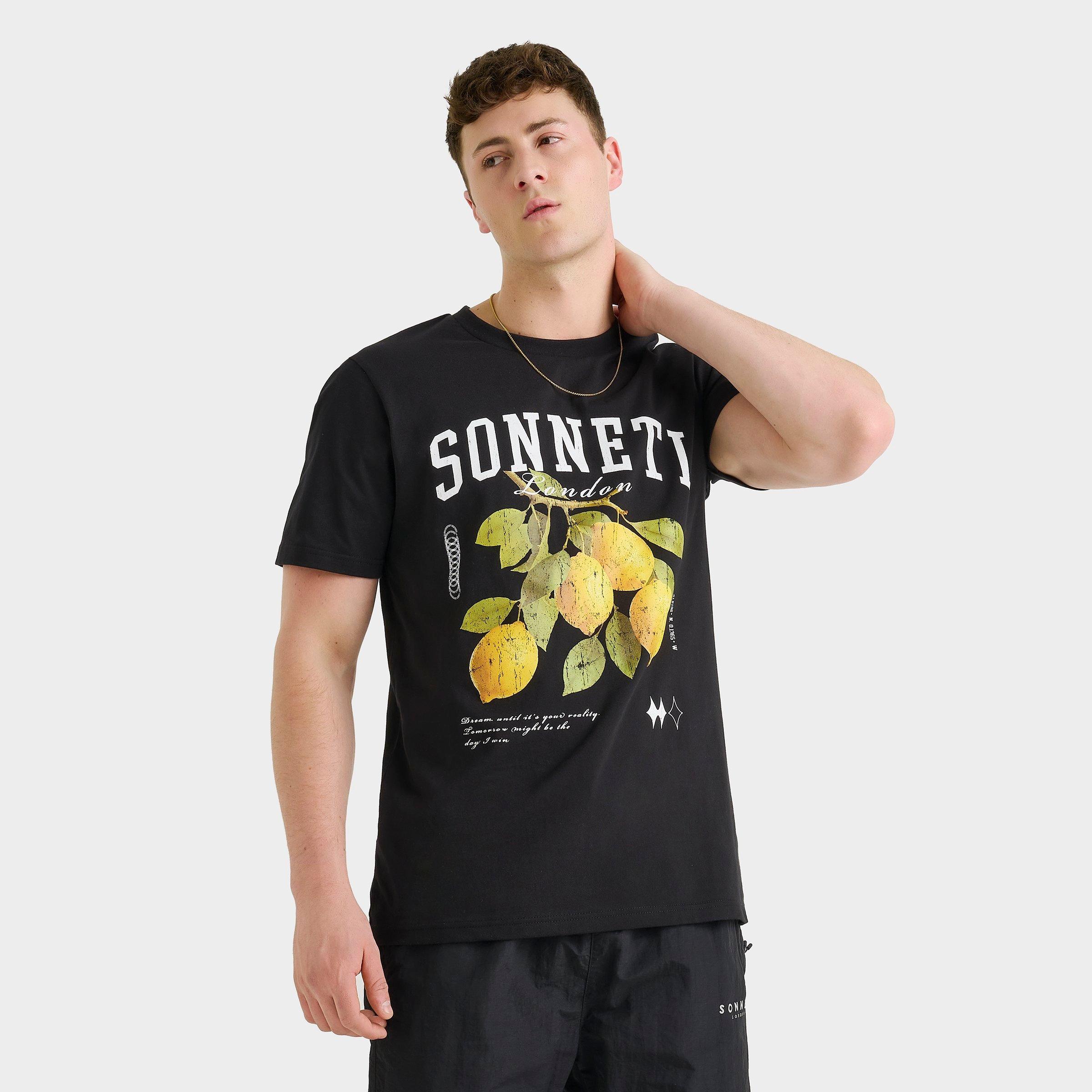 Sonneti Men's Lemons Graphic T-Shirt in Black/Black Size Medium 100% Cotton