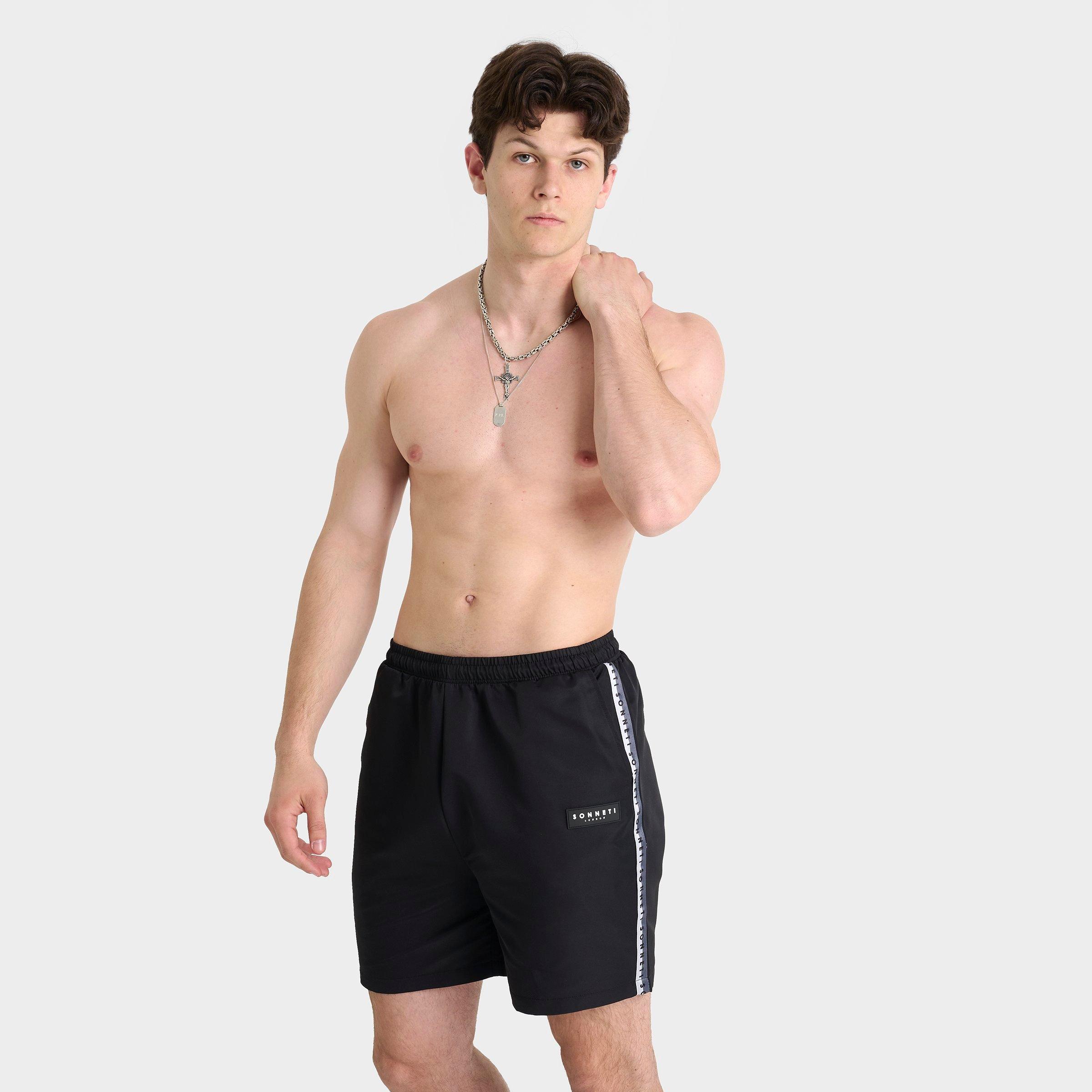 Sonneti Men's Krypt Swim Shorts in Black/Black Size Medium 100% Polyester