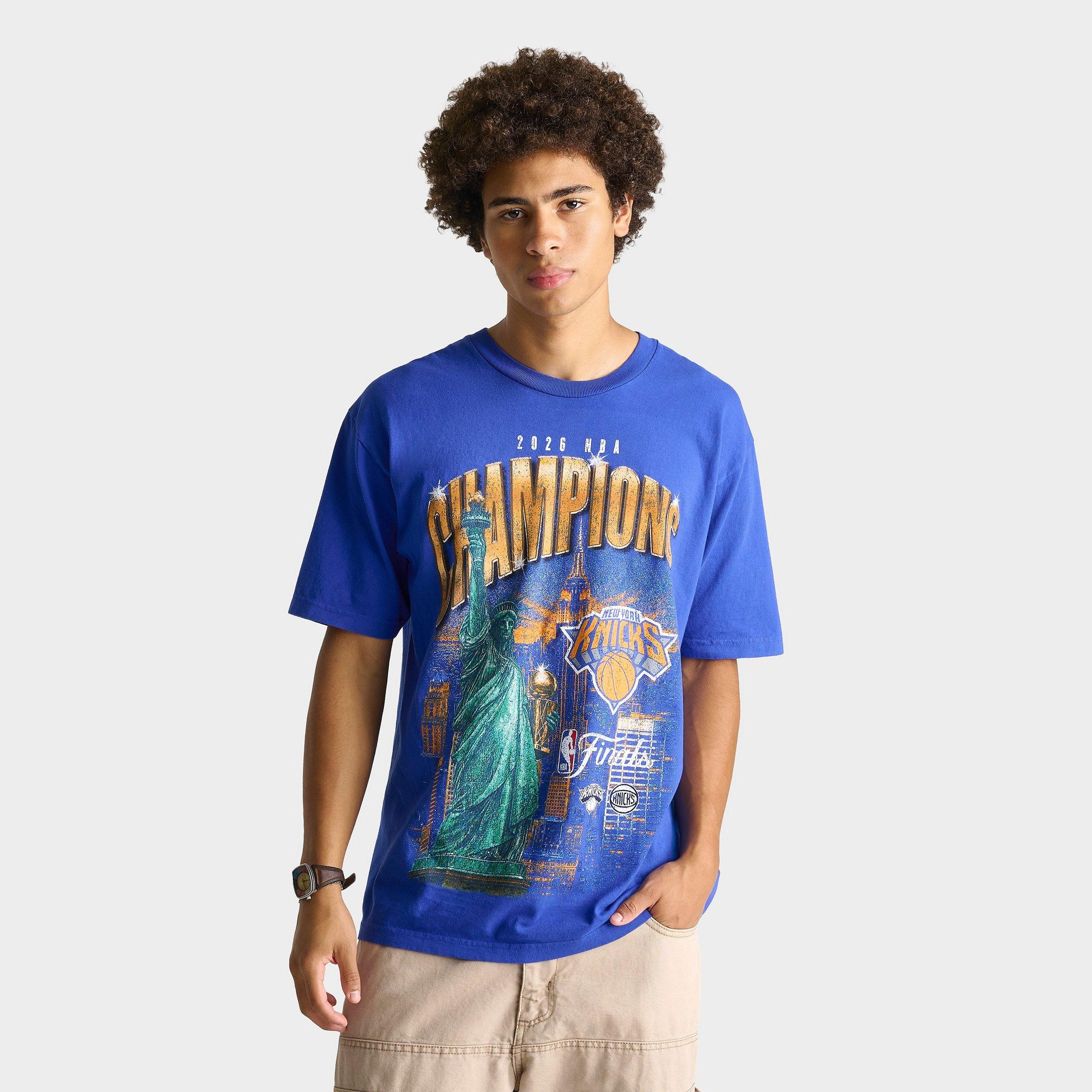 Mitchell & Ness Men's New York Knicks NBA City Champions Graphic T-Shirt in Knicks Blue Size: Large