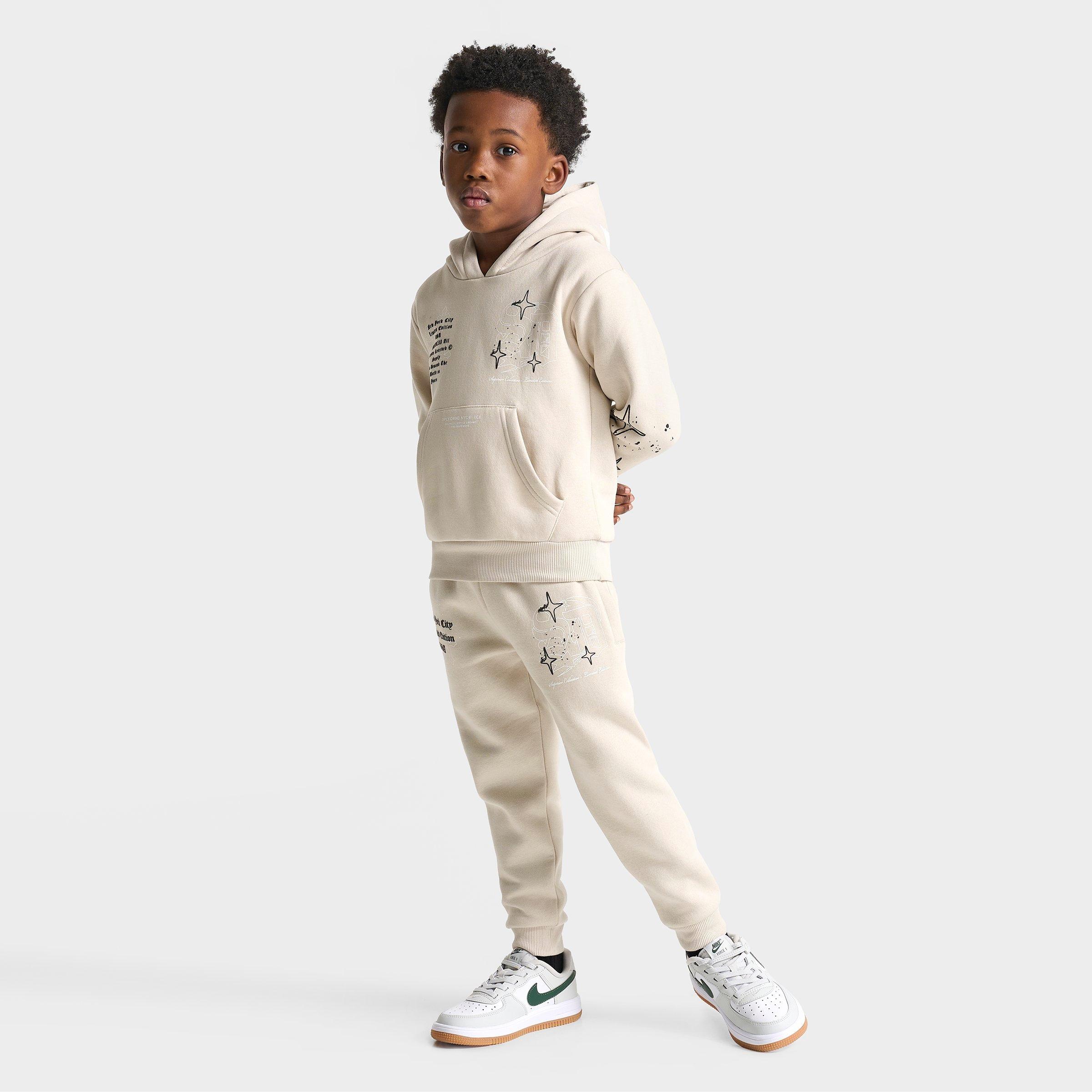 Sonneti Little Kids Supply & Demand Vito Pullover Hoodie and Jogger Pants Set in Ancient Scroll Beige Size: